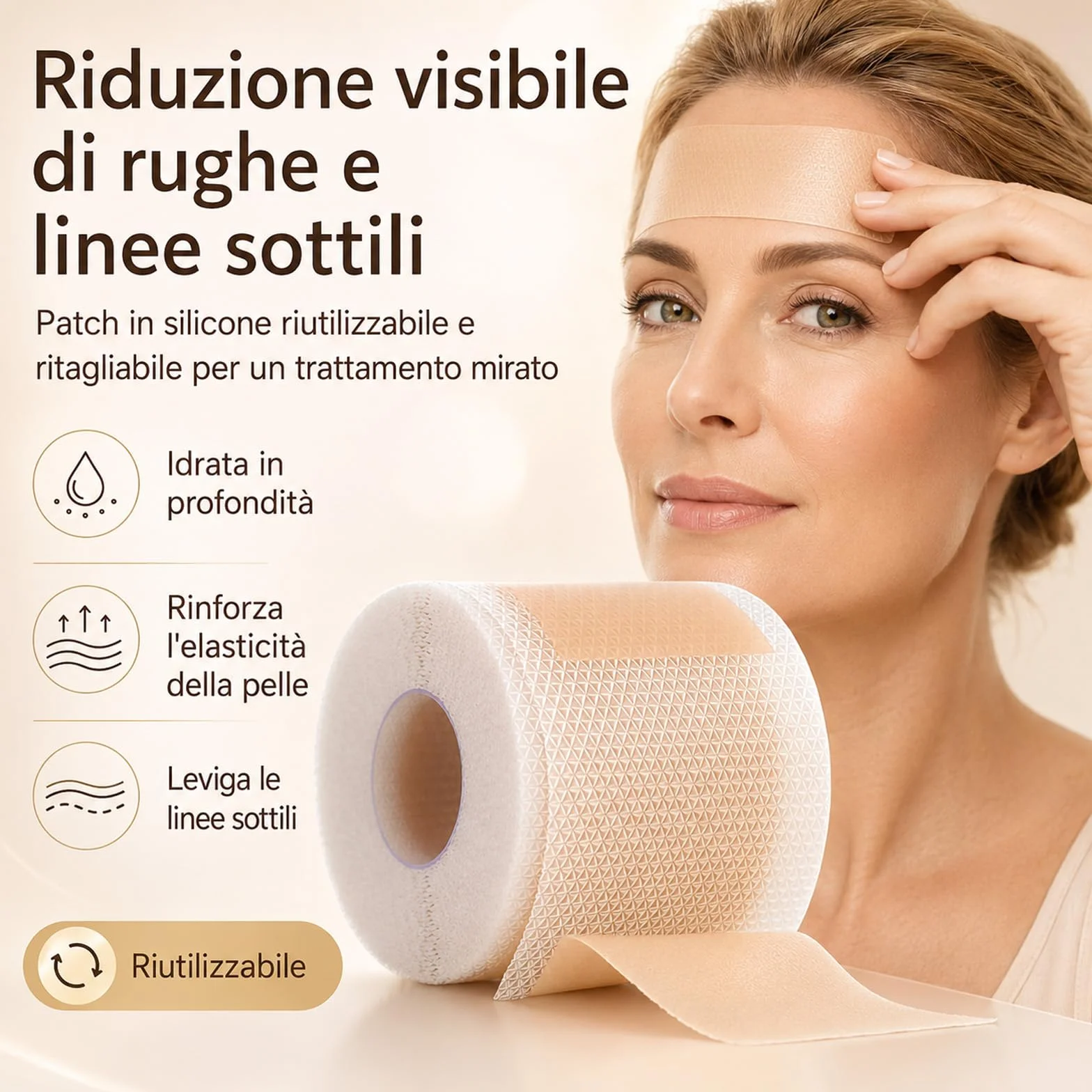 Nuvee Patch Antirughe in Silicone – Trattamento Viso, Collo e Décolleté, Idratante, Levigante, Riutilizzabile, per Rughe e Linee Sottili