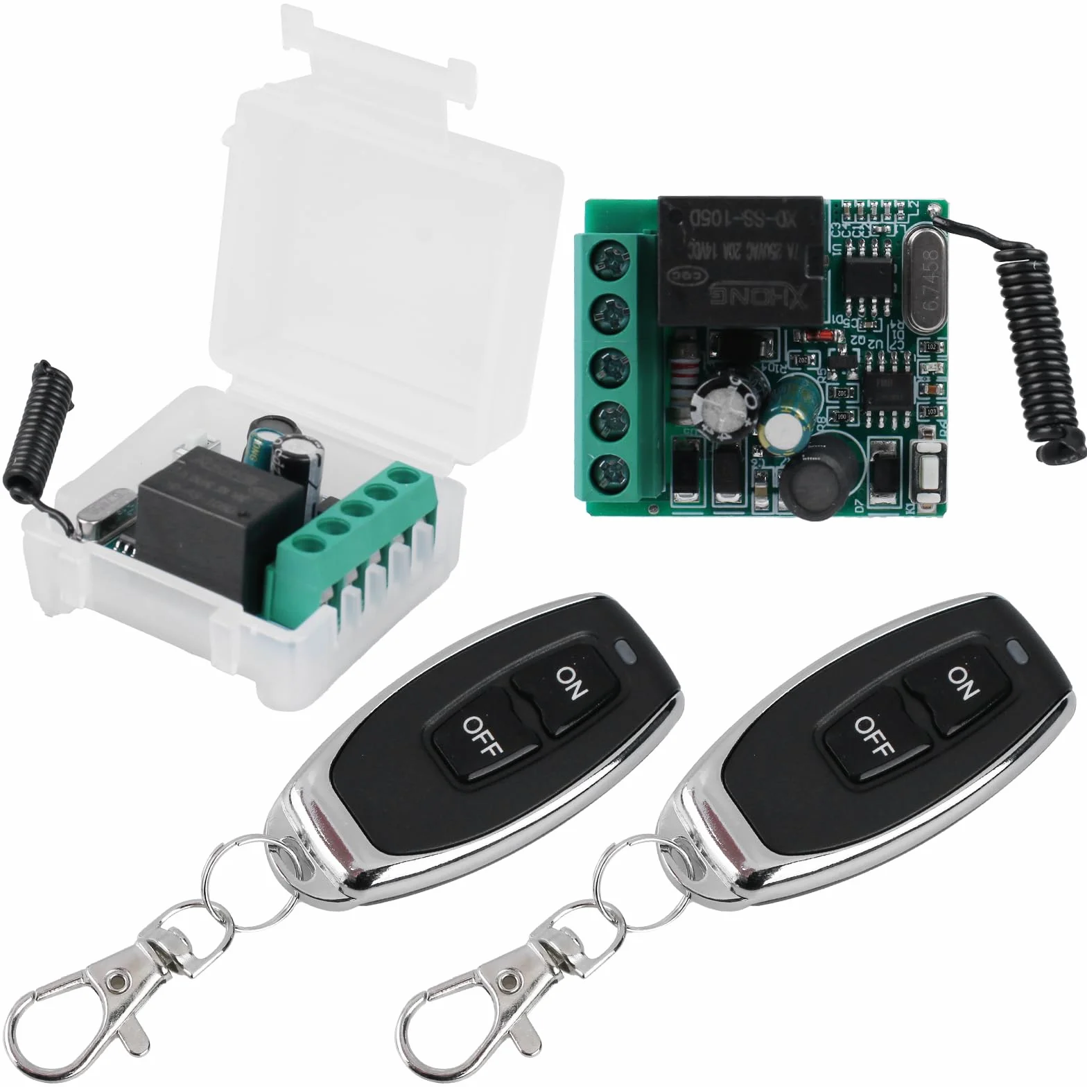 433MHz Telecomando Senza Fili 1 Canale AC 220V 230V Ricevitore Relè RF con 2 Trasmettitori per Porta del Garage