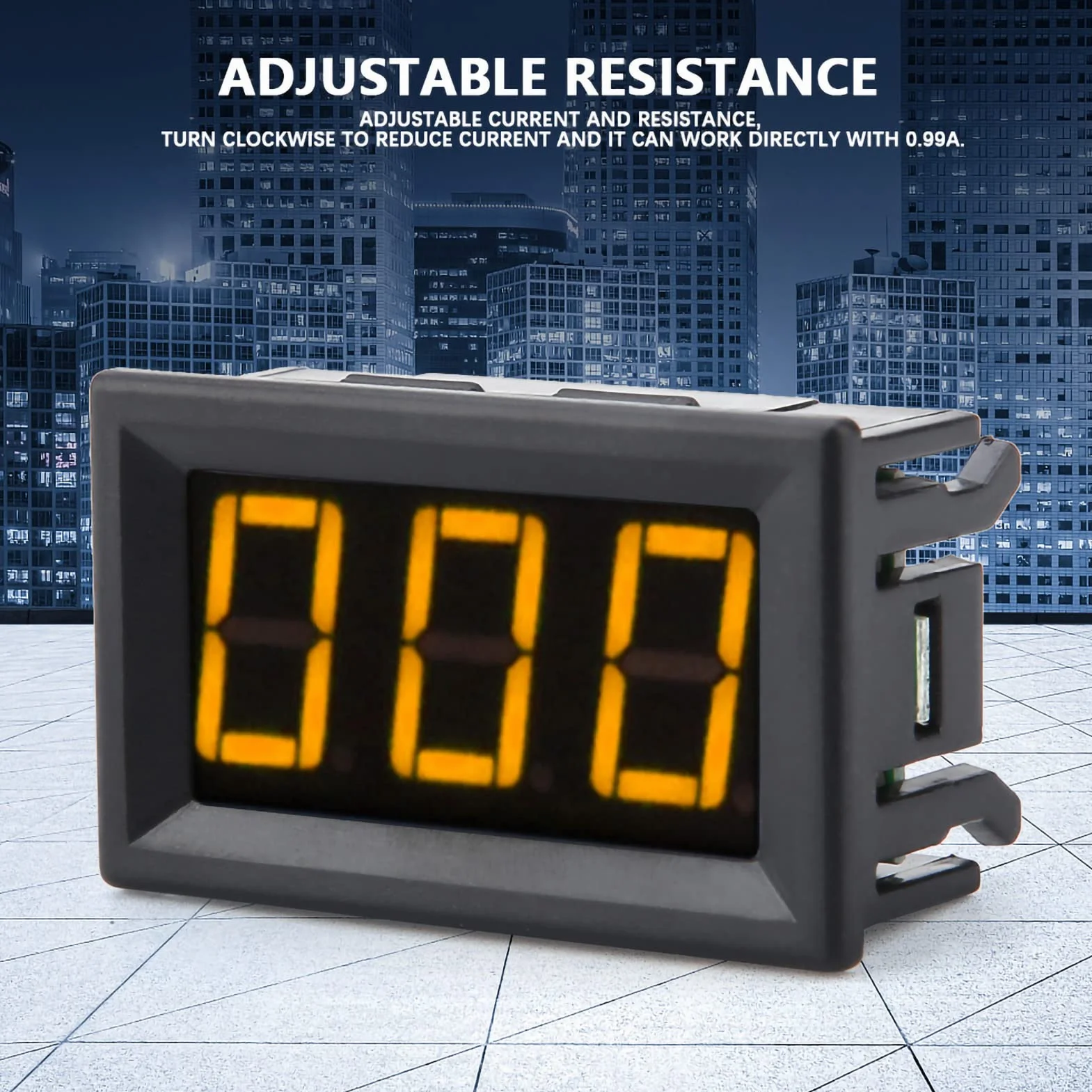 Amperometro digitale Alta precisione 3 cifre Modulo rivelatore di corrente Amp Monitor di misurazione Pannello di misurazione DC 0-1A (Giallo)