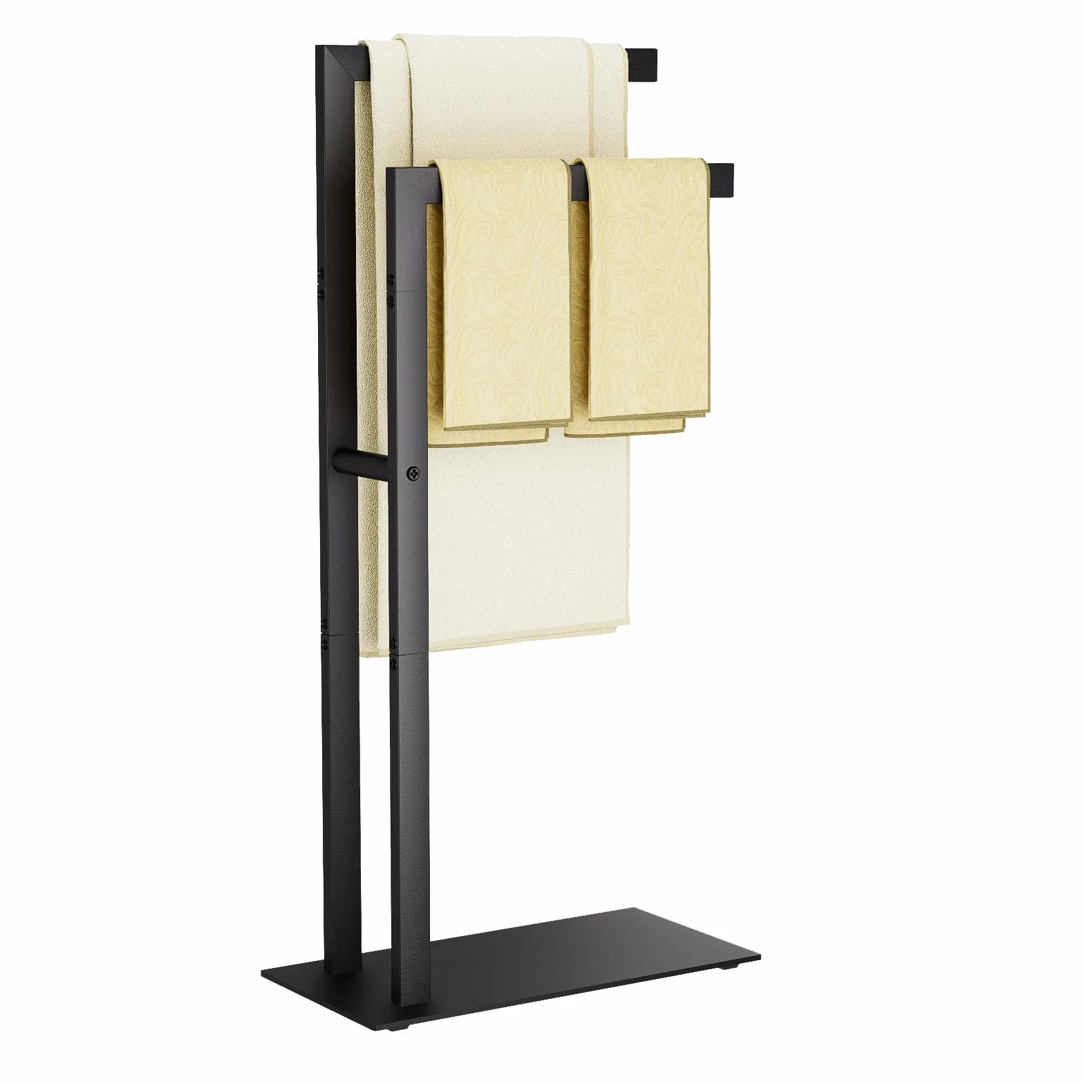 Yawinhe Porta Asciugamani Bagno da Terra in Acciaio Inox 2 Bracci 40x20x80cm Nero