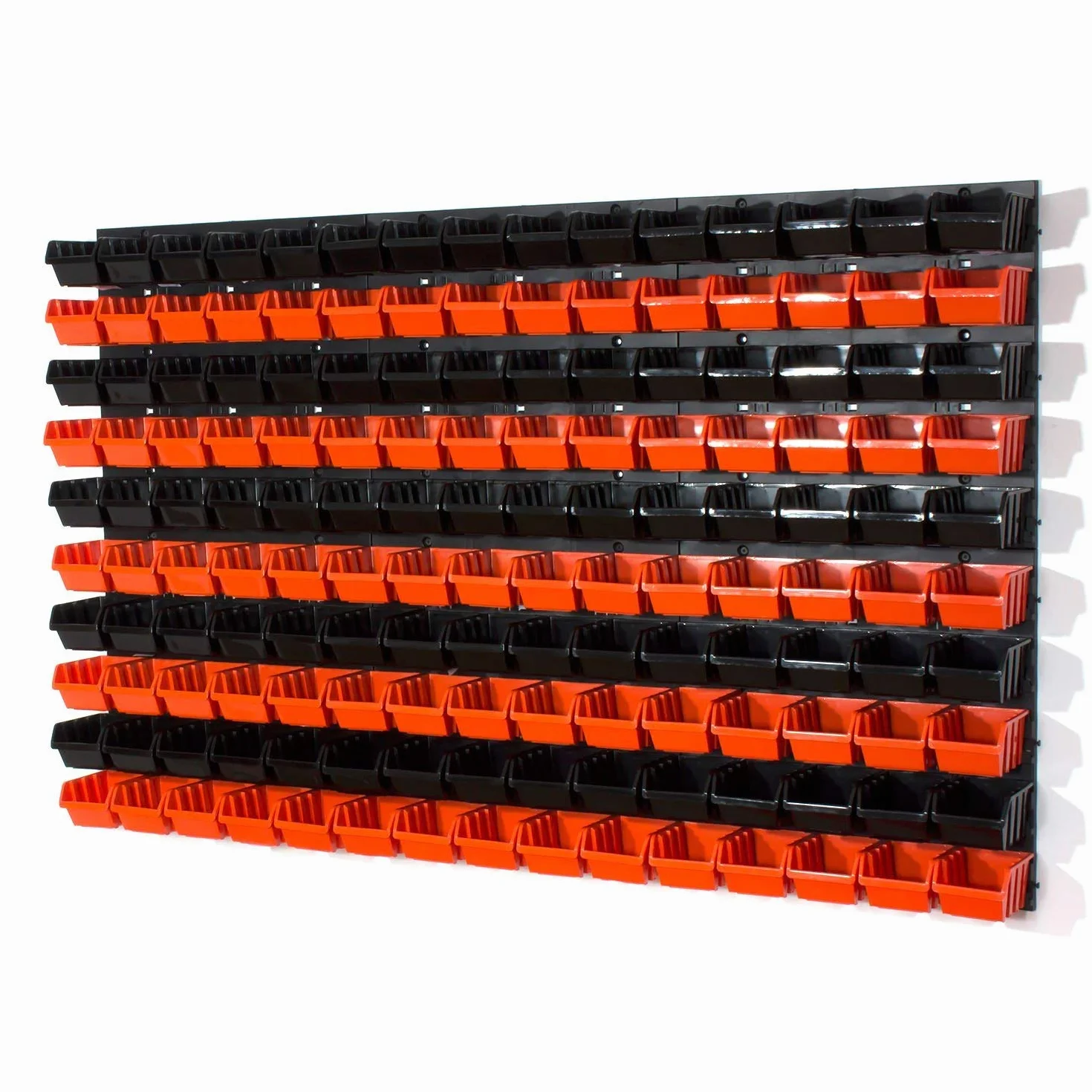 Set 6 pannelli per officina con kit 150 contenitori Inbox misura 1 nero arancione