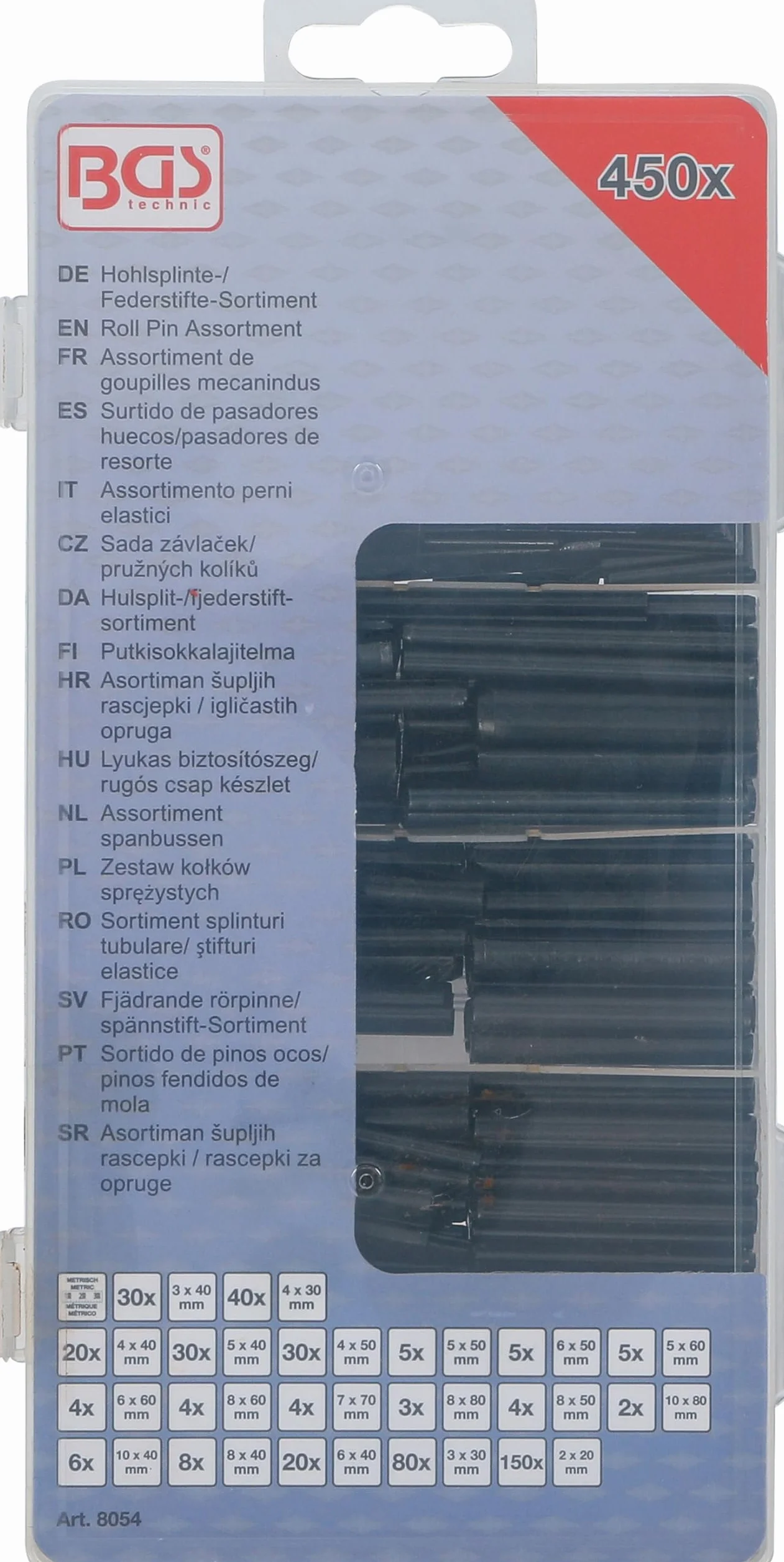 BGS 8054 Assortimento perni elastici 450 pz.