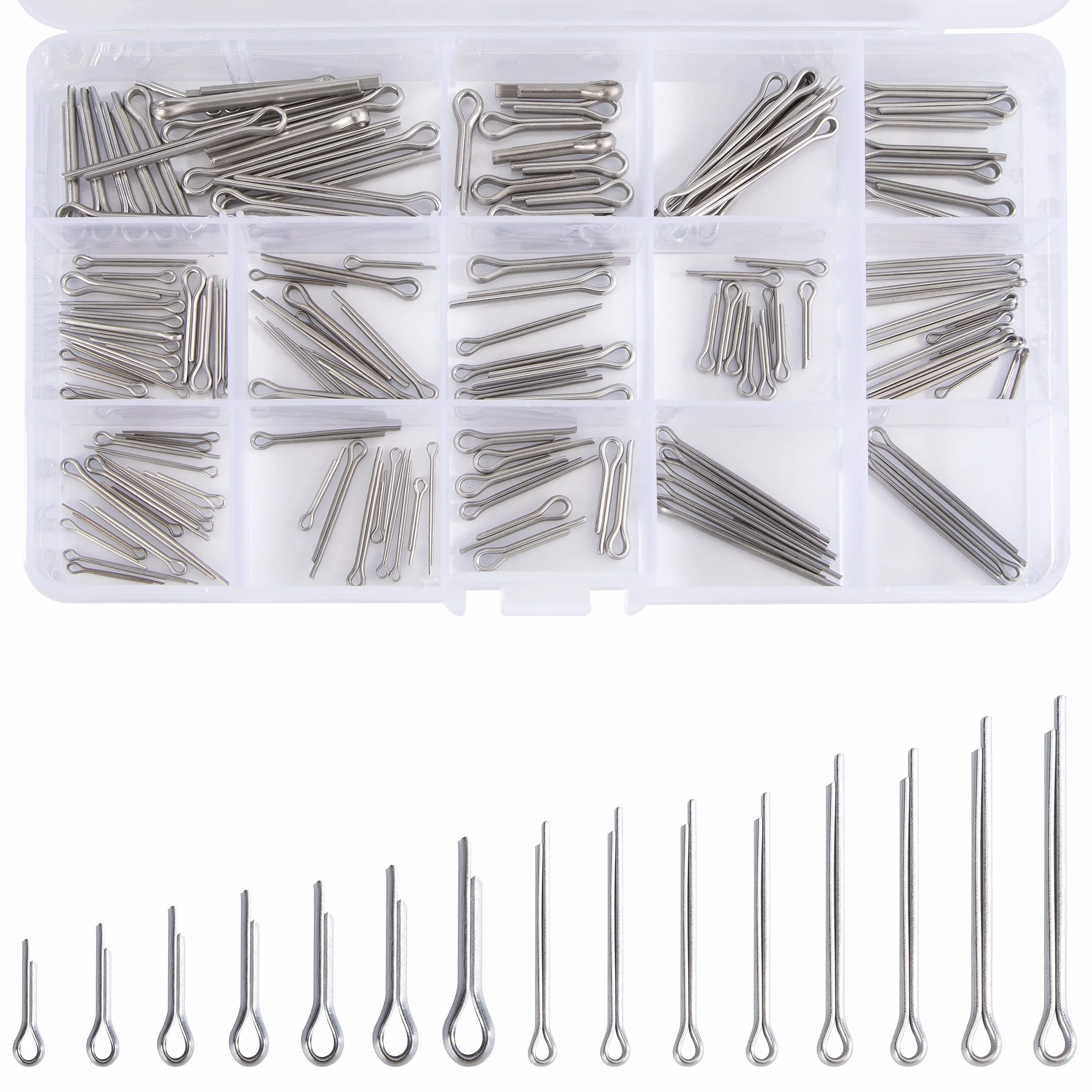 Copiglie in Acciaio Inossidabile M1-M3 Assortimento 150 Pezzi con Scatola Portaoggetti