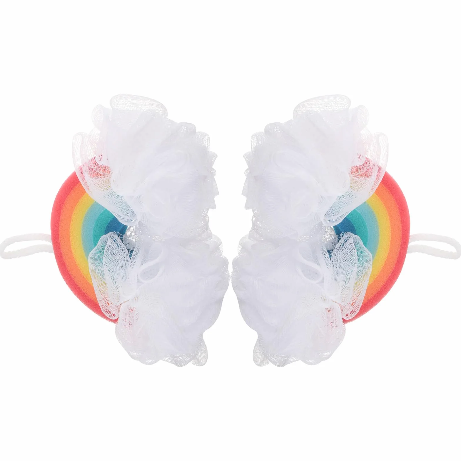 Generic Spugne da Bagno per 2 Pezzi, Spugna Esfoliante Delicata a Forma di Arcobaleno, Spugna Doccia Morbida per Pelle Sensibile, Accessorio Bagno per Massaggio e Pulizia Quotidiana