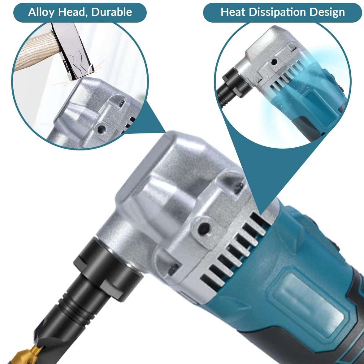Roditrice per Lamiera Compatibile Makita 18v, Girevole 360°, 3 Velocità, Taglio Acciaio Inox