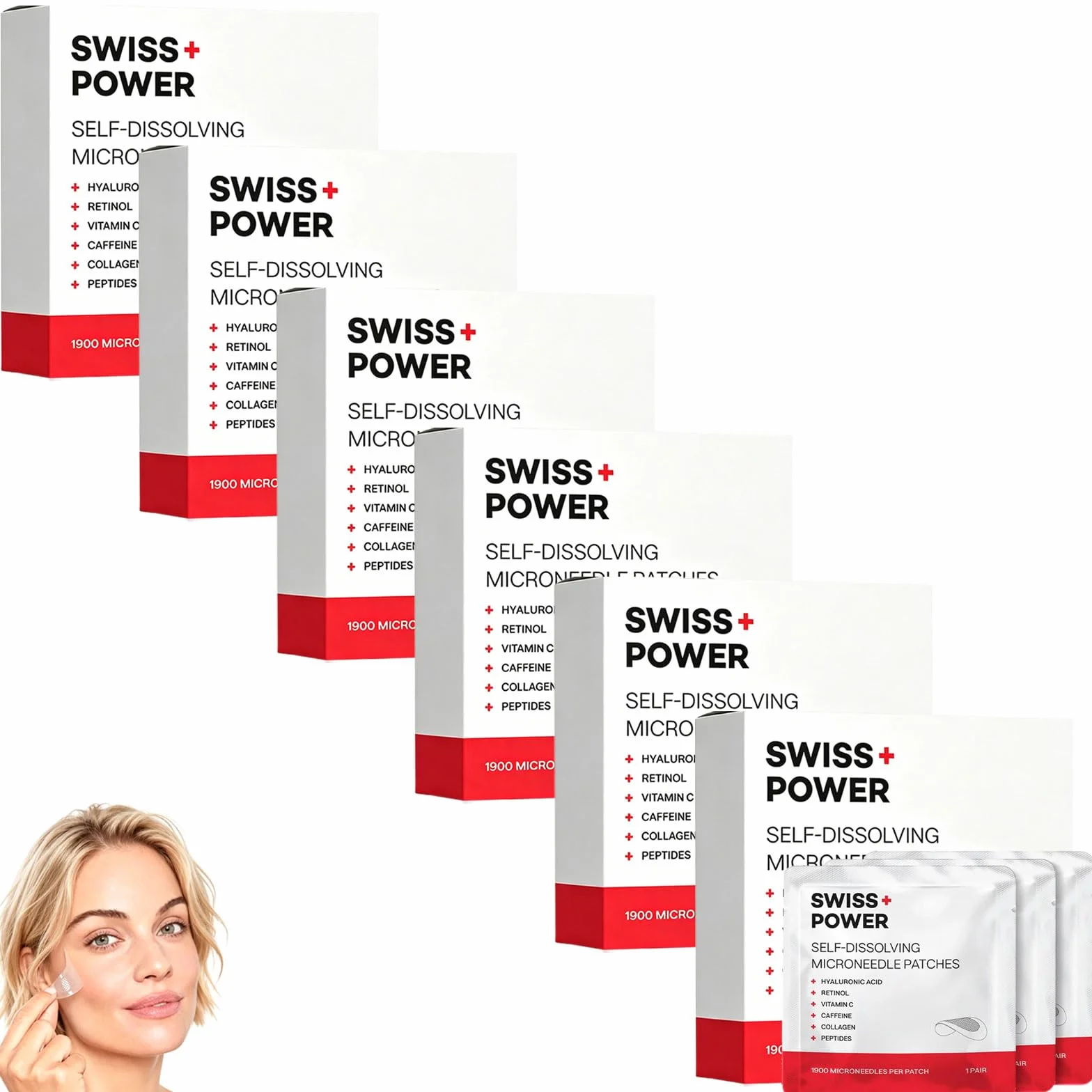 Swiss Power Patch Occhi con Microaghi, 2026 Nuovo Swiss Power Cerotti Occhi Antirughe, Maschera Occhi per Occhiaie e Borse, Siero Energizzante per Occhiaie e Gonfiore, Linee Sottili, Rughe (6)