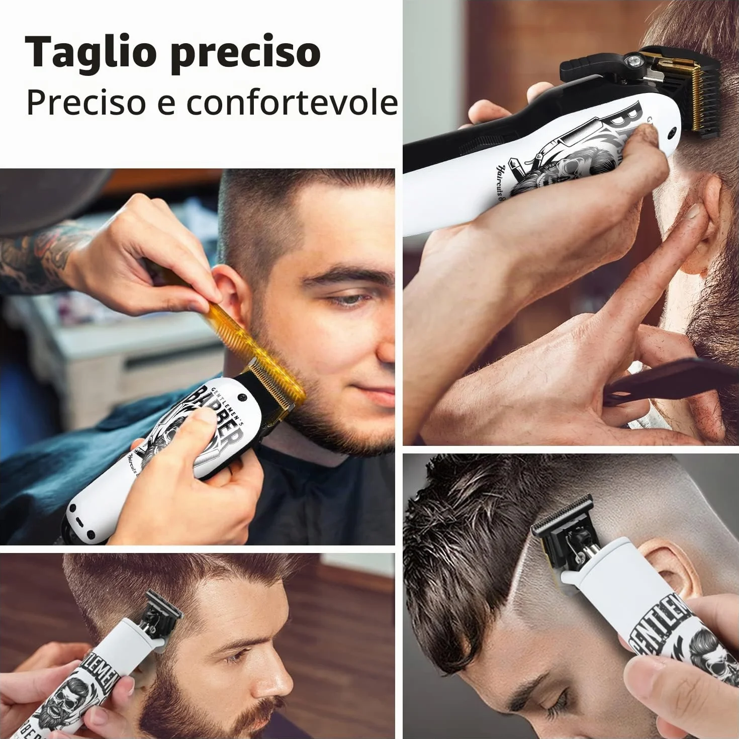 BESTBOMG Tagliacapelli Uomo Professionale, Tagliacapelli Elettrico Regolabarba Trimmer Con Pettine Limite, Macchinetta Vapell 2000mAh/1200mAh Batteria Ricaricabile per Bambini Adulti Pet (Y4+T9)