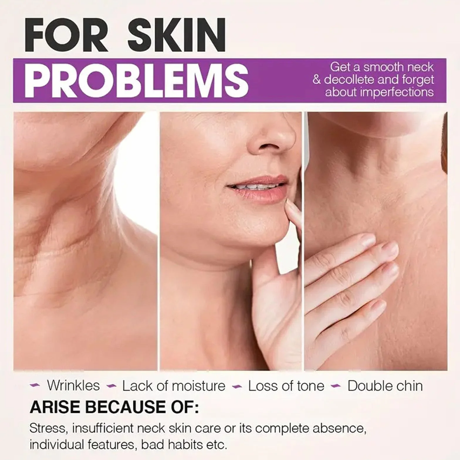 Collagen Face & Neck Tightening Cream, Neck Firming Cream for Reduce Double Chin Neck Firming and Lifting Anti Wrinkle Neck Moisturizer Cream Firm Repair Sagging Skin