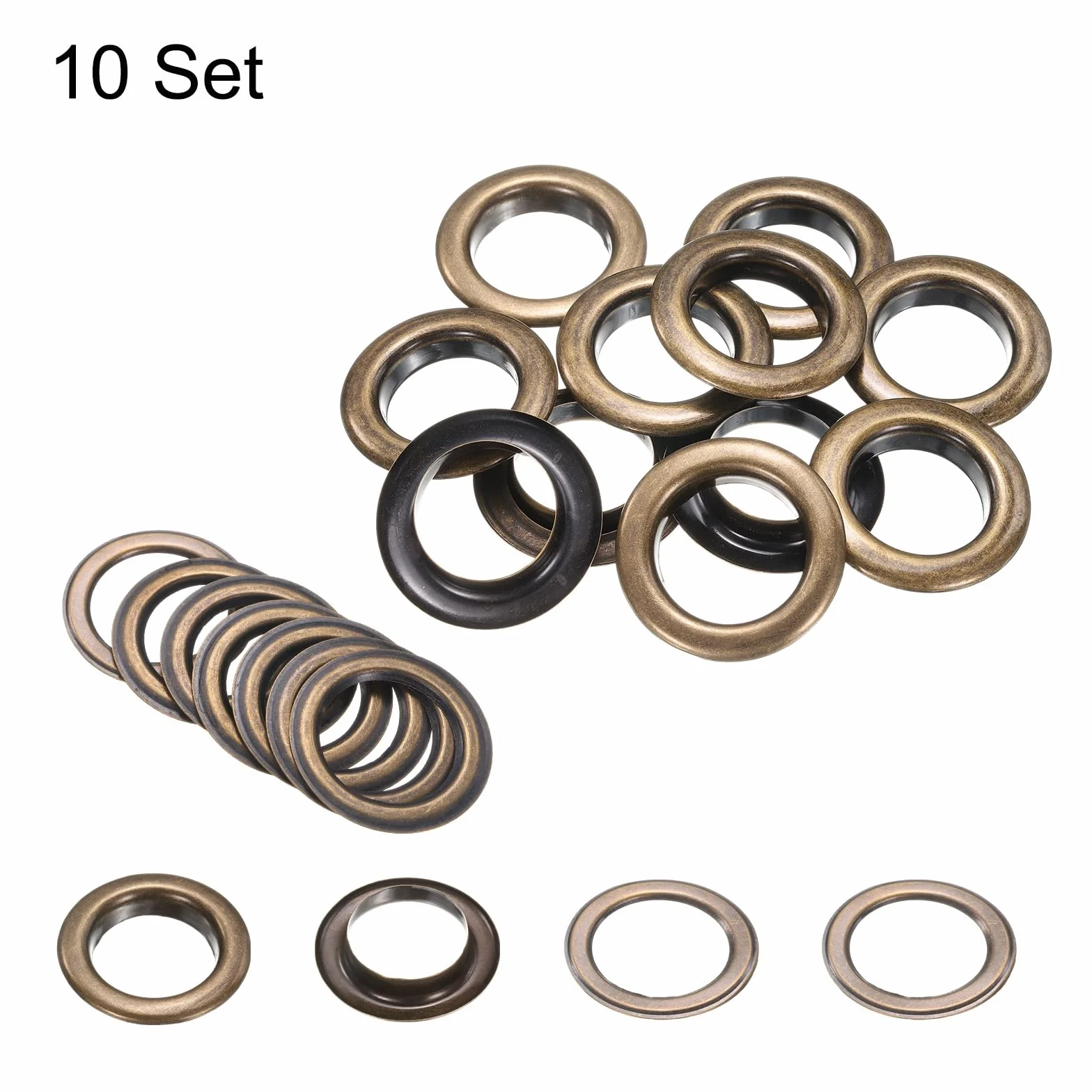Occhielli per Teloni 20mm 4/5" in Ottone con Rondelle, Marrone, QUARKZMAN 10 Set
