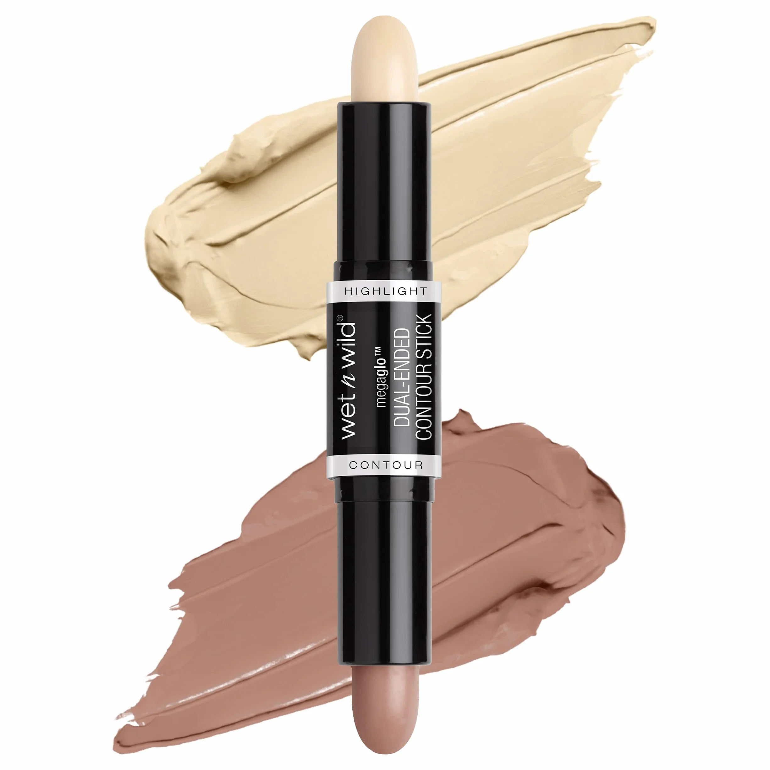 Wet n Wild MegaGlo Dual-Ended Contour Stick, Stick Contouring 2-in-1 Bronzer e Illuminante, Formula Cremosa Sfumabile per Viso Naso e Mascella, Light/Medium