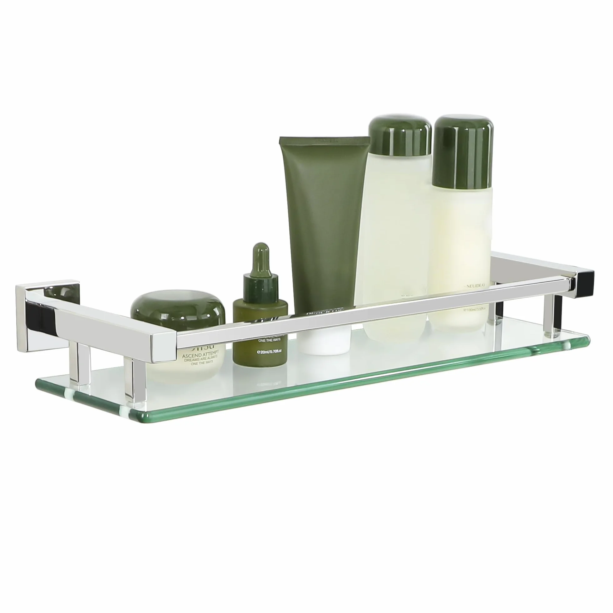 Mensola Doccia Vetro 40CM Acciaio Inox 304 Cromo Lucido per Bagno