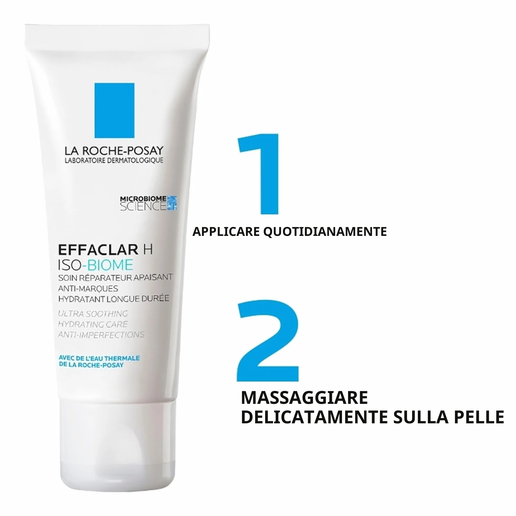 La Roche Posay Effaclar H Iso-Biome, Trattamento Idratante Ultra-Lenitivo, Per Pelli Grasse, Azione Fortificante, Riduce le Imperfezioni, Con Niacinamide, Estratto di Orellana e Acqua Termale, 40 ml