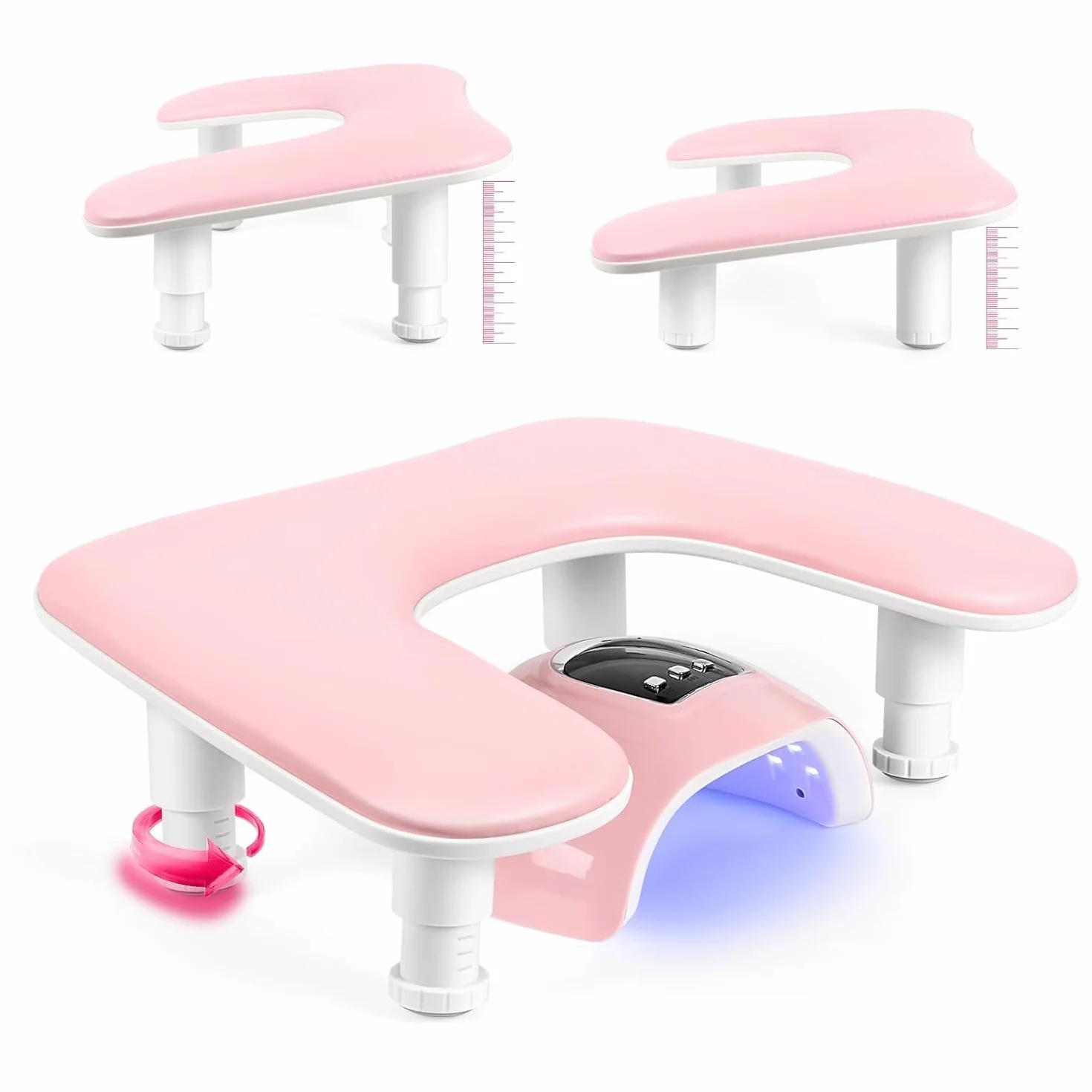 Bracciolo per mano a forma di U, poggiamani per unghie, colore rosa, per amanti della nail art, salone di nail art, per principianti e professionisti（Rosa)