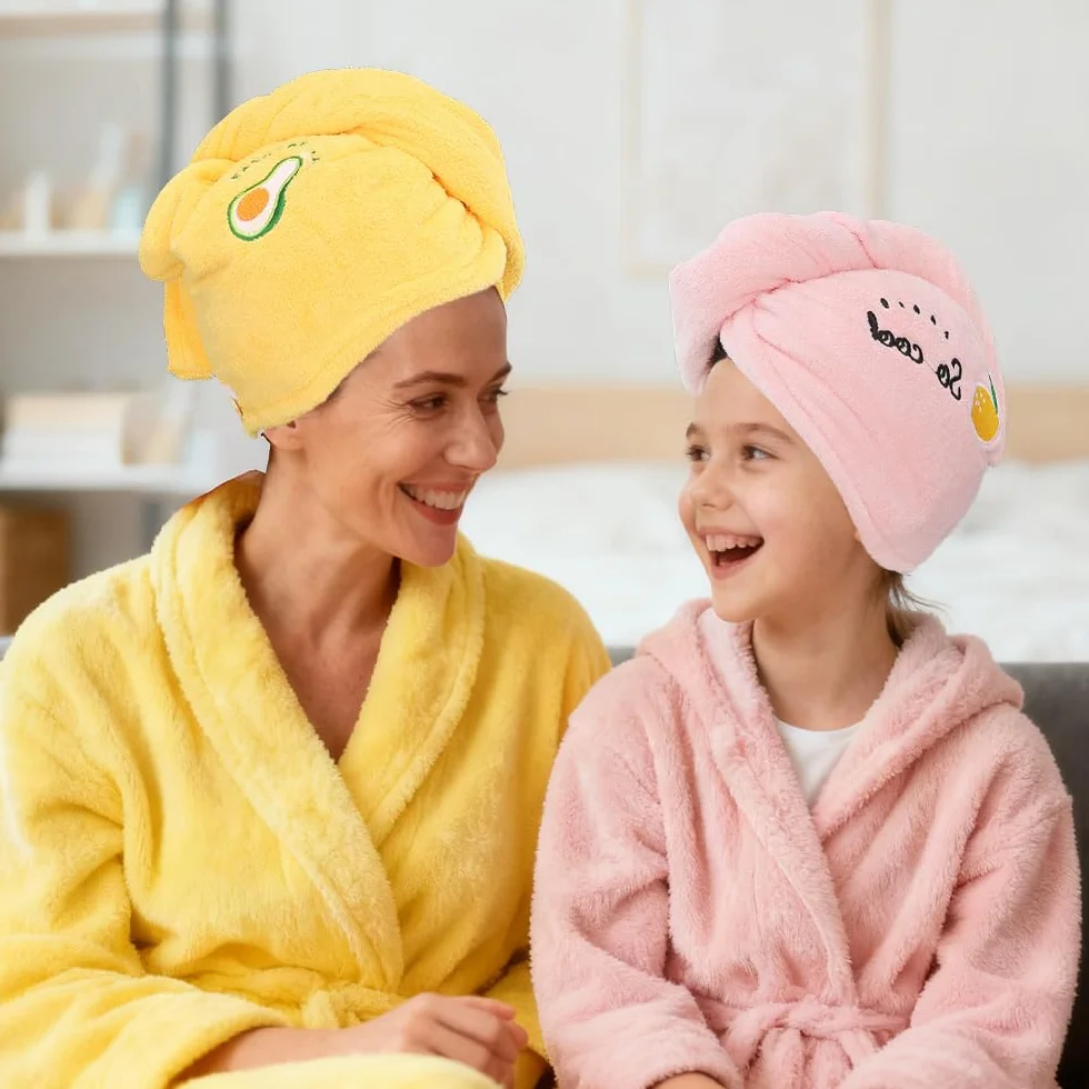 5 Pezzi Asciugamano per Capelli Asciutti, con Bottoni Turbante Asciugacapelli, Super Assorbente Donne e Ragazze Asciugamani Capelli, Twist Turbante Capelli per Capelli Lunghi, Corti, Ricci e Lisci