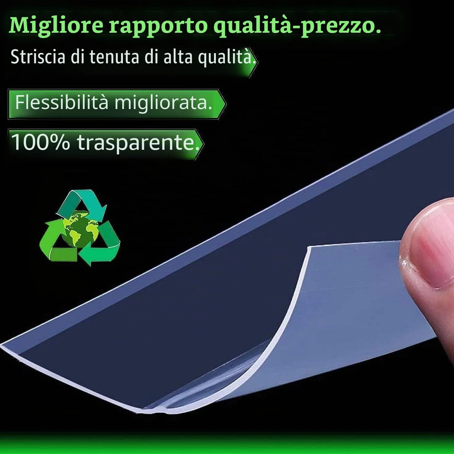 Guarnizione porta finestre in silicone trasparente adesiva 35mm per fessure fino a 20mm