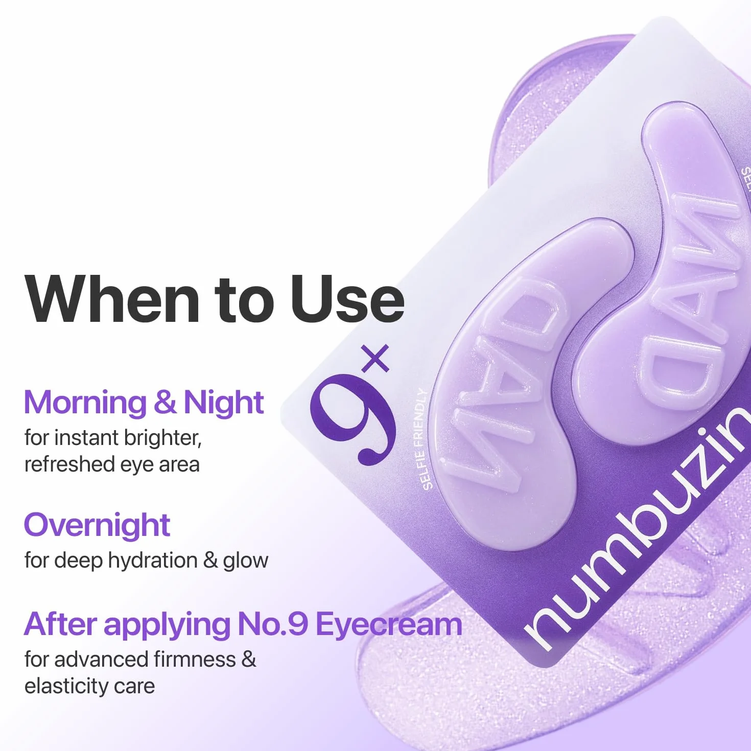 numbuzin No.9 Eye Patches | NAD+ Collagen Undereye patches | Dark Circles, Cooling, Puffy Eyes, Eyebags, Wrinkles | Peptides, Caffeine, Niacinamide | Self Care, Gift | 5 Pairs, 10 Patches