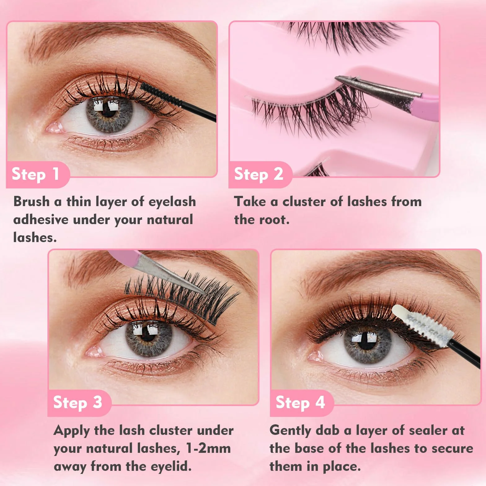 VEGCOO 10 Paia Mezze Ciglia Finte Naturali, Ciglia Occhio di Gatto Fake Half Eyelashes Riutilizzabile, 3D Cancella Banda Trasparente Corner Lashes (HN-Stelo trasparente)