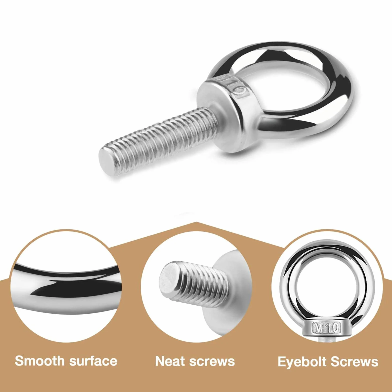 Bullone per Sollevamento M10 Acciaio Inox 304 Anello di Sollevamento 4 Pezzi