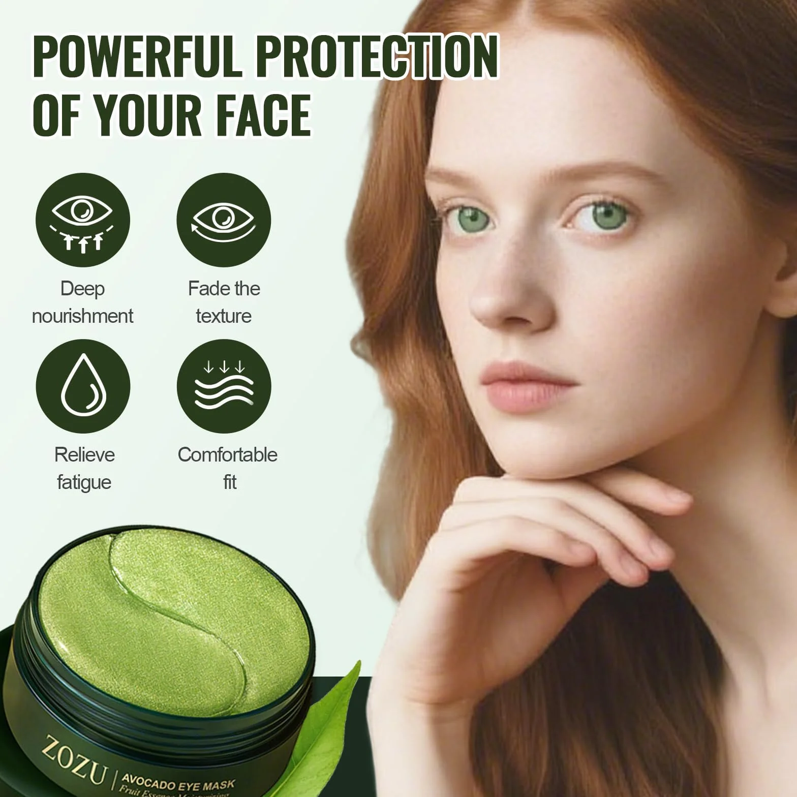 60 pezzi Maschera per Gli Occhi,Maschera per Gli Occhi di Acido Ialuronico Idratante,Avocado Patch Occhiaie, Rimuovi Borse e Gonfiore ,Pelle Lenitiva Ed è Facile da Usare