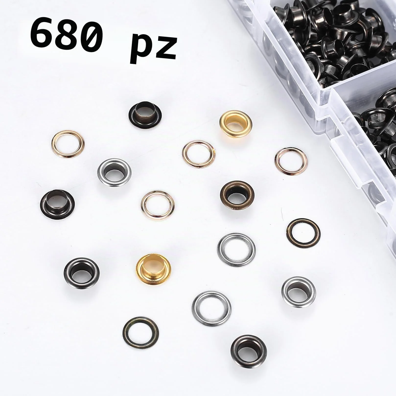 Occhiello Strumento Kit, 680 Set 5mm Occhielli per Teloni, con 3 Attrezzi