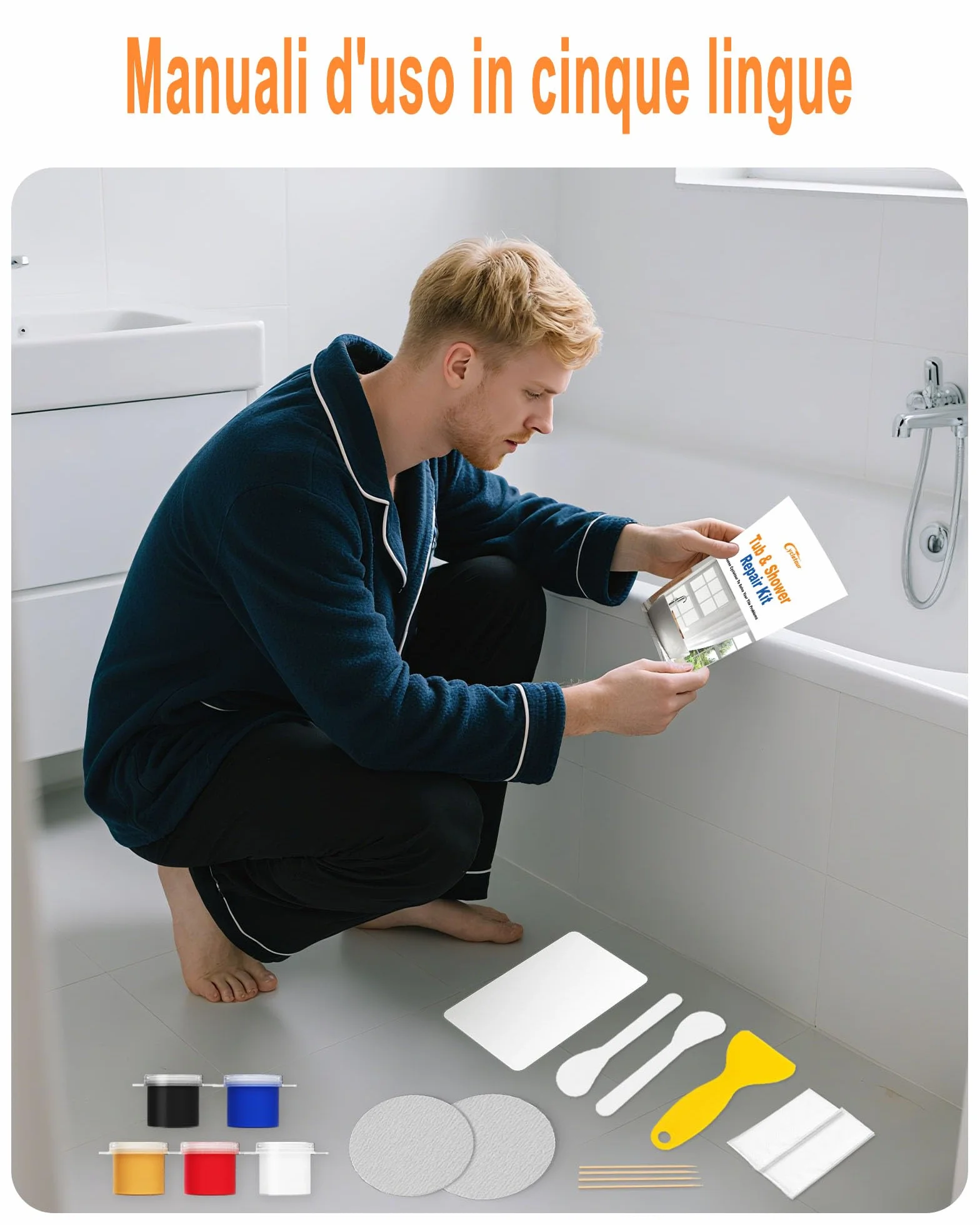Kit Riparazione Piastrelle Vasca da Bagno 160 G Grande Capacità Abbinare Colori fai da te Ceramica Lavandino