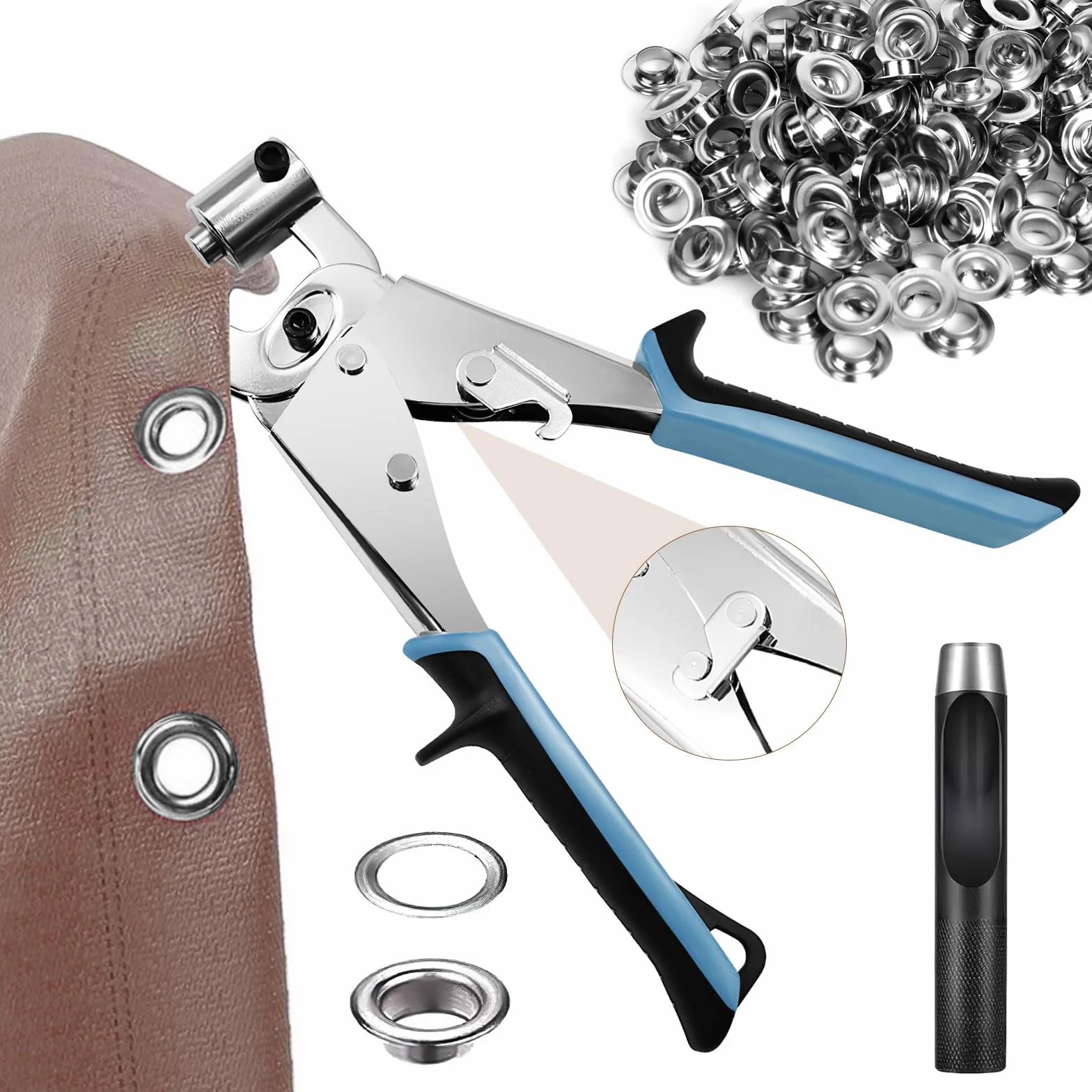 Pinze per Occhielli Professionali Set Occhiellatrice Teloni 400 Occhielli Ø 10mm Pvc Pelle Cartone Tessuto