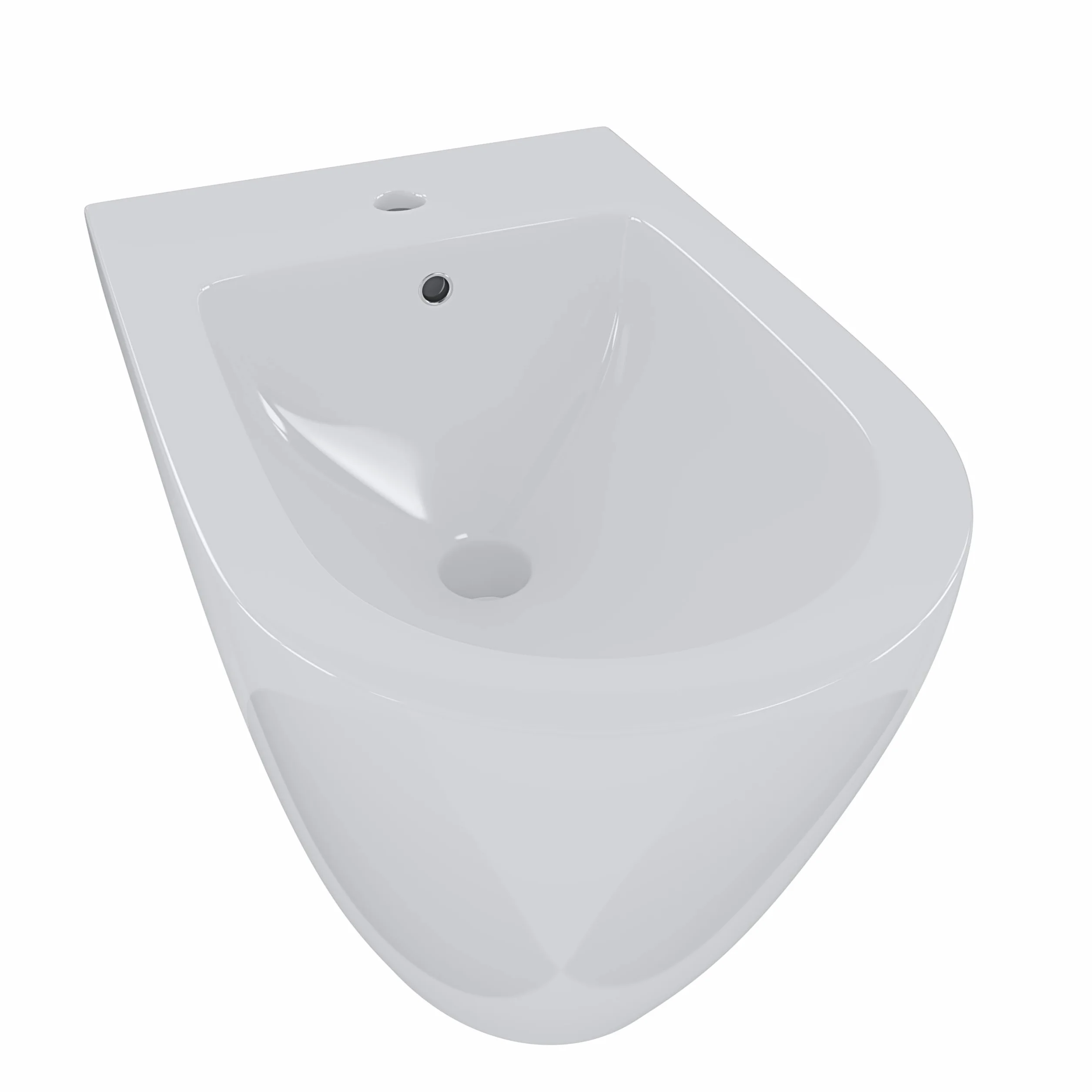 Coppia Sanitari Filomuro Vaso WC Bidet Design Moderno Ceramica Soft Close Bianco Lucido