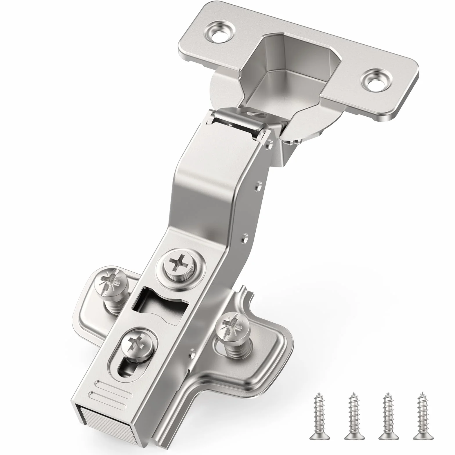Furniware Cerniere a Scomparsa 3D Clip-On Incasso Angolo 45°-105°, Nichel Satinato, Acciaio Inox per Ante