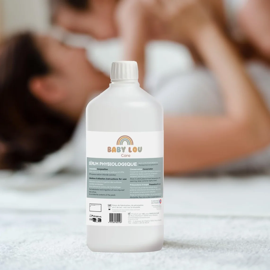 Siero Fisiologico flacone 2x1L | NaCl 0,9% | Fabbricato in Francia | Lavaggio delle fosse nasali | Igiene del naso | Per irrigazione esterna