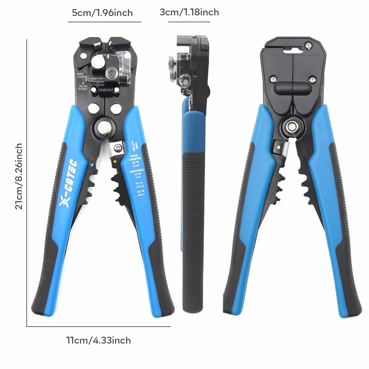Pinza Spelafili Elettricista 3 in 1, Pinza Spellacavi Elettrici Professionale, Spellafili e Tagliafili Multifunzione, a Crimpare per Cavi 24-10 AWG