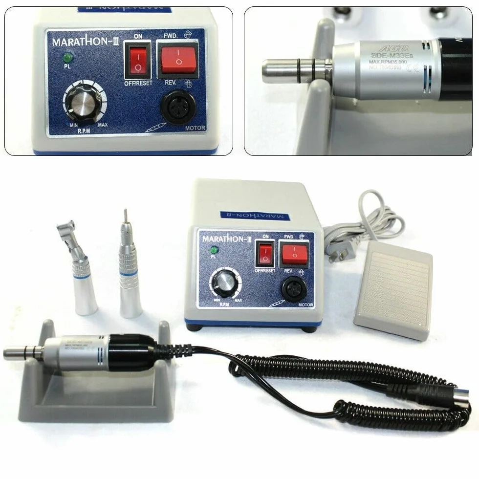 Laboratorio Micromotore Elettrico 0-35000 Giri/min Rettifica Regolabile Lucidatura Portatile con Lucidatrice +2 Teste +10 Fresas Carburo