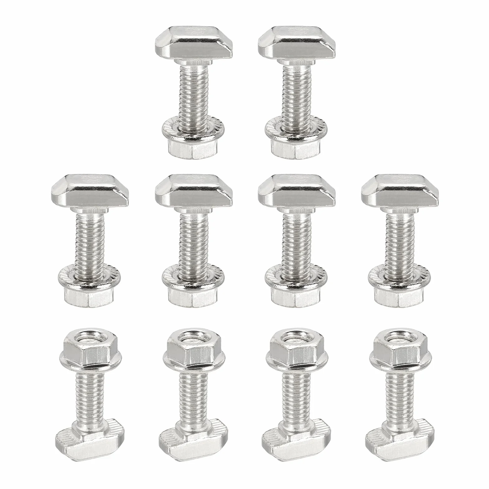 PATIKIL Viti a T Con Testa a Martello M6x20mm, 10 Set Viti Ad Incastro con Dadi Esagonali per Profili Alluminio Serie 30, Argento