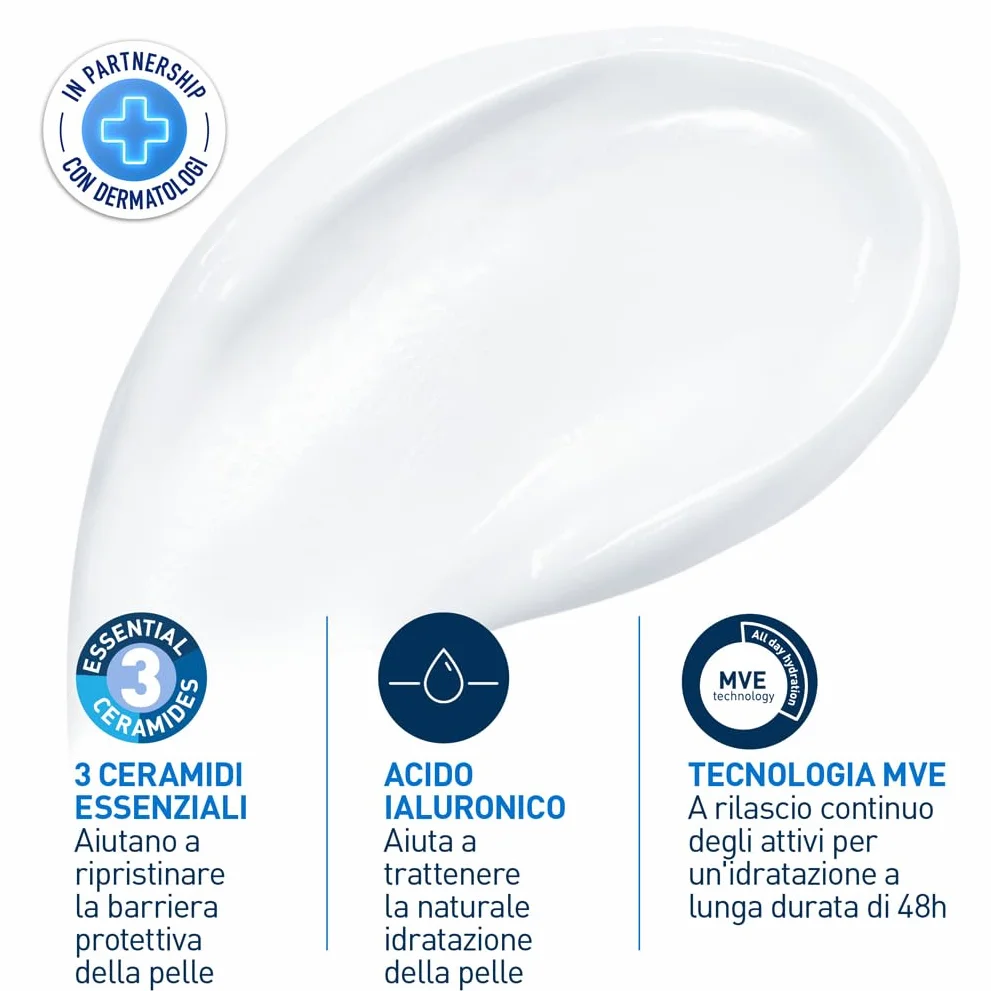 CeraVe Crema Idratante Viso e Corpo, Per Pelli da Secche a Molto Secche, Azione Protettiva e Ripristino della Barriera Cutanea, Con 3 Ceramidi e Acido Ialuronico + Routine Correlate a Questo Prodotto