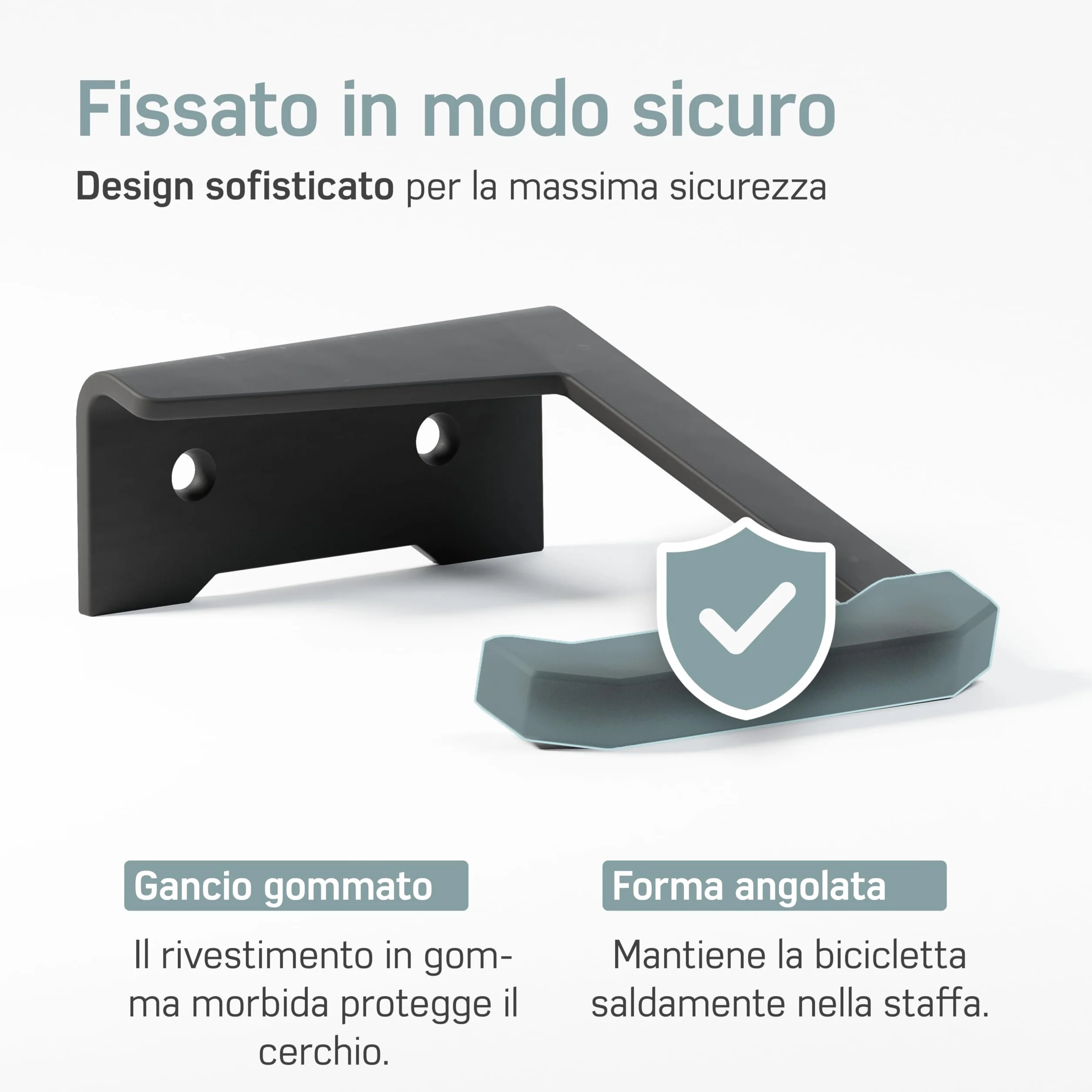 Borgen Supporto da parete per bici verticale nero opaco per E-bike MTB bici da corsa con cuscinetti