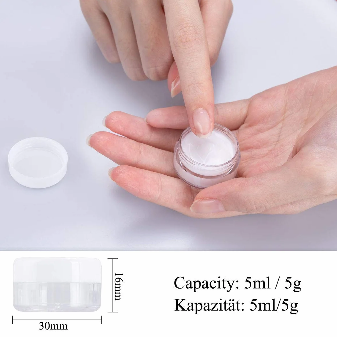 60 vasetti cosmetici vuoti, in plastica trasparente da viaggio, contenitori cosmetici per lozione, crema, deposito trucco (5 g/5 ml)