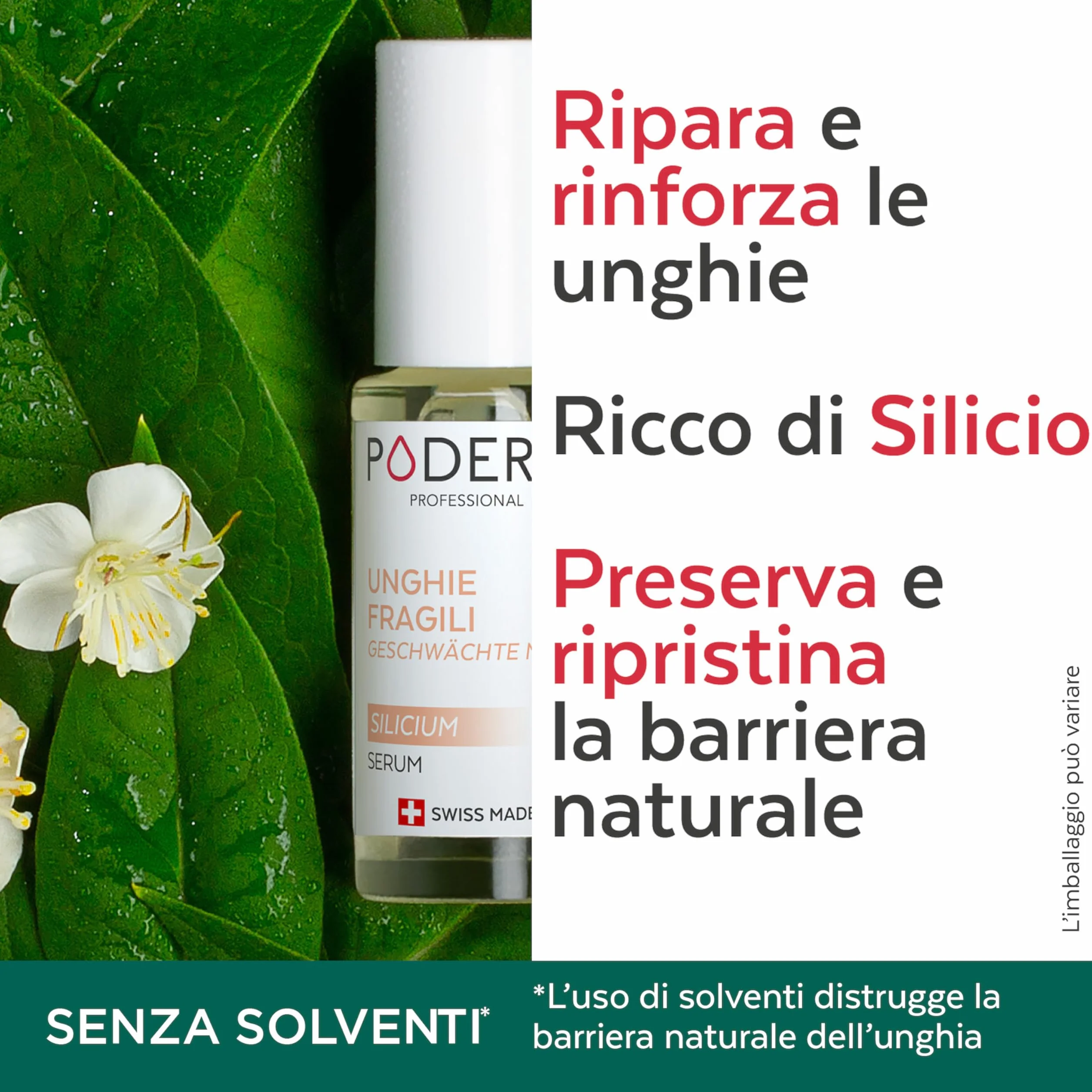 PODERM - UNGHIE INDEBOLITE DALLA CHEMIOTERAPIA – Siero Silicio Lenitivo, Fortificante e Riparatore - Indurente e Protettore - Cura professionale – Prodotto in Svizzera