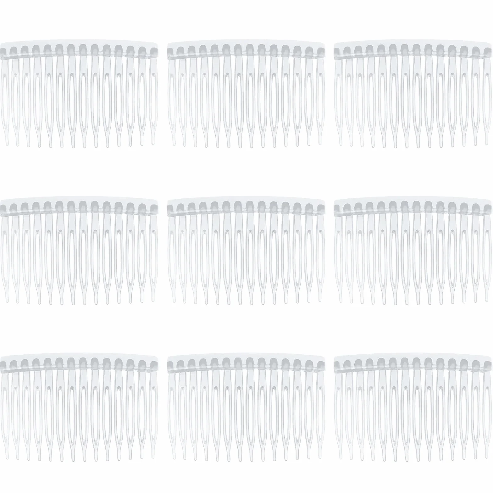 9 pettini per capelli da infilare, in plastica, con denti per accessori per capelli (trasparente)