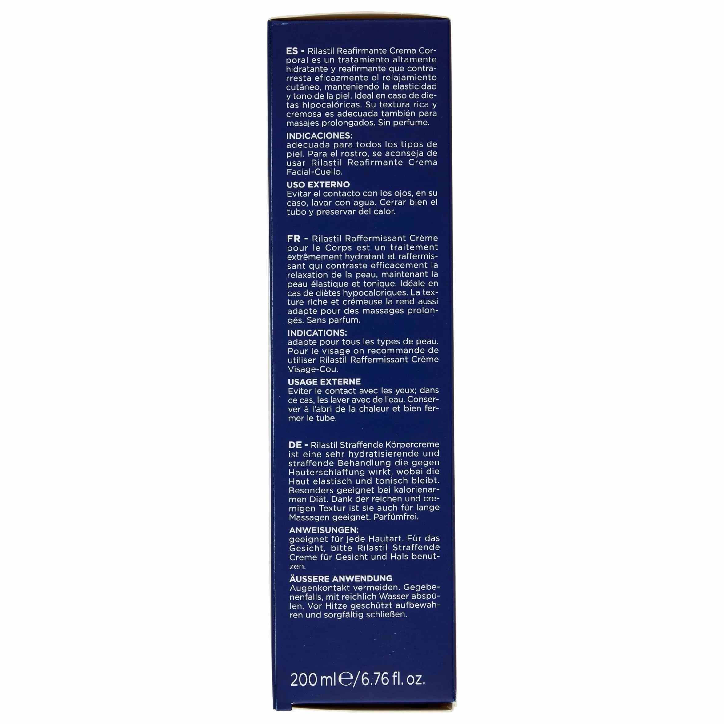 Rilastil Rassodante Crema Corpo, Trattamento Idratante e Rassodante, Contrasta il Rilassamento Cutaneo, per Massaggi Prolungati, con Ginkgo Biloba, Senza Profumo, Confezione da 200 ml