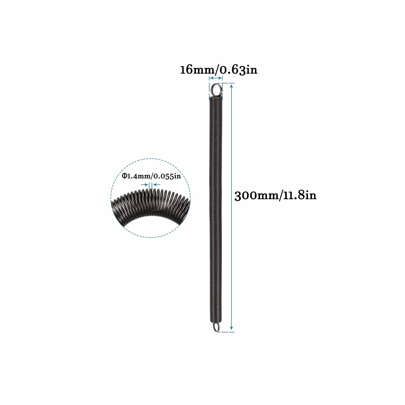 QUARKZMAN 300mm Doppio Gancio Tensione Molla x 2 Pezzi Metallo Estensione Elicoidale Molla Spirale per Macchine Industriale