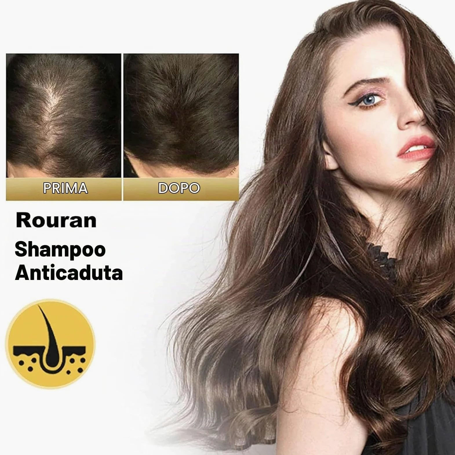 Shampoo Rouran, Shampoo per Capelli Rouran 500 g, Nutriente in Profondità, Delicato, Fresco e Soffice, Adatto a Tutti i Tipi di Capelli, Nutriente e Idratante, Ingredienti Naturali (1pc)
