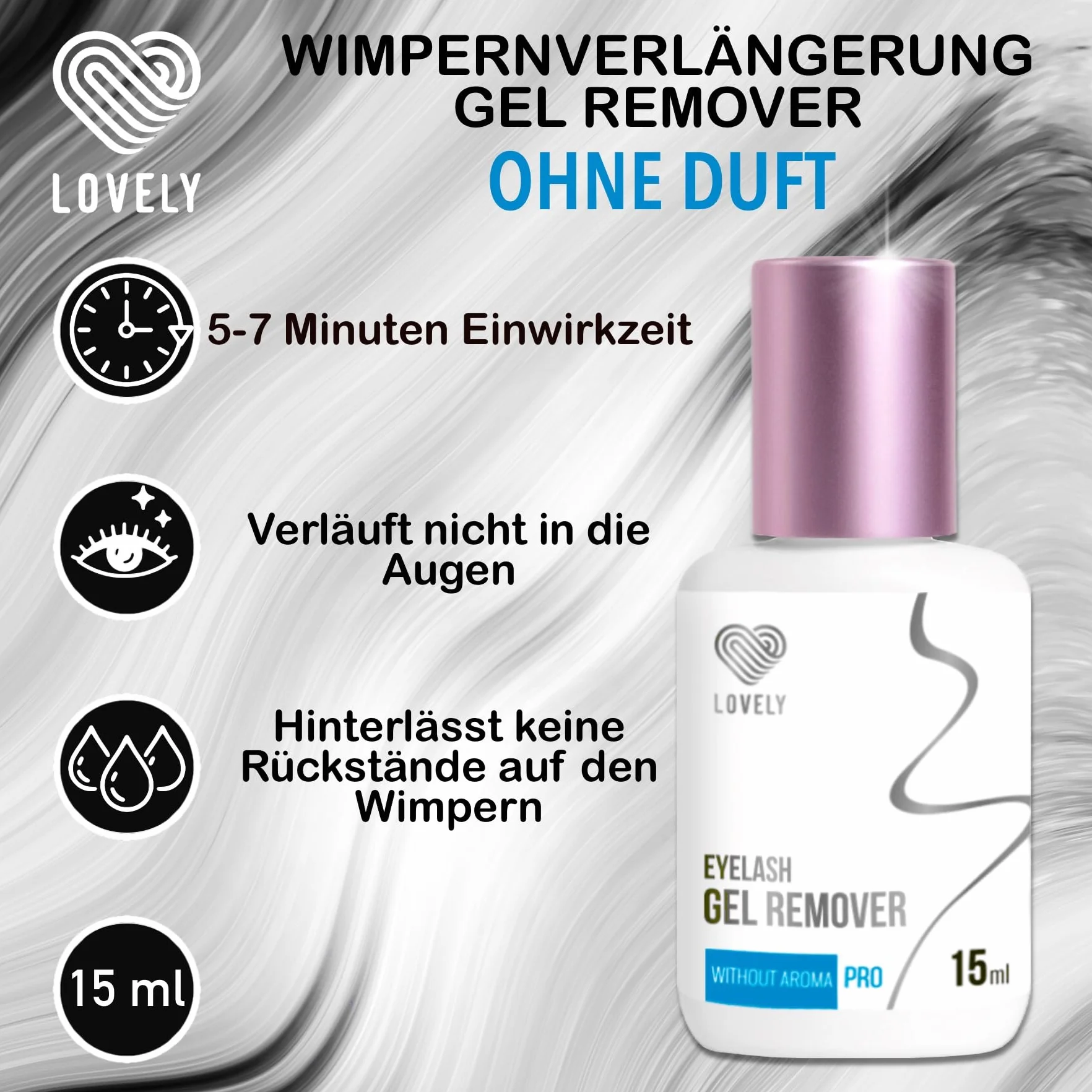 Gel Remover Ciglia | Remover Estensione Ciglia | Estensione Ciglia | LOVELY (15ml), Profumo:Inodore