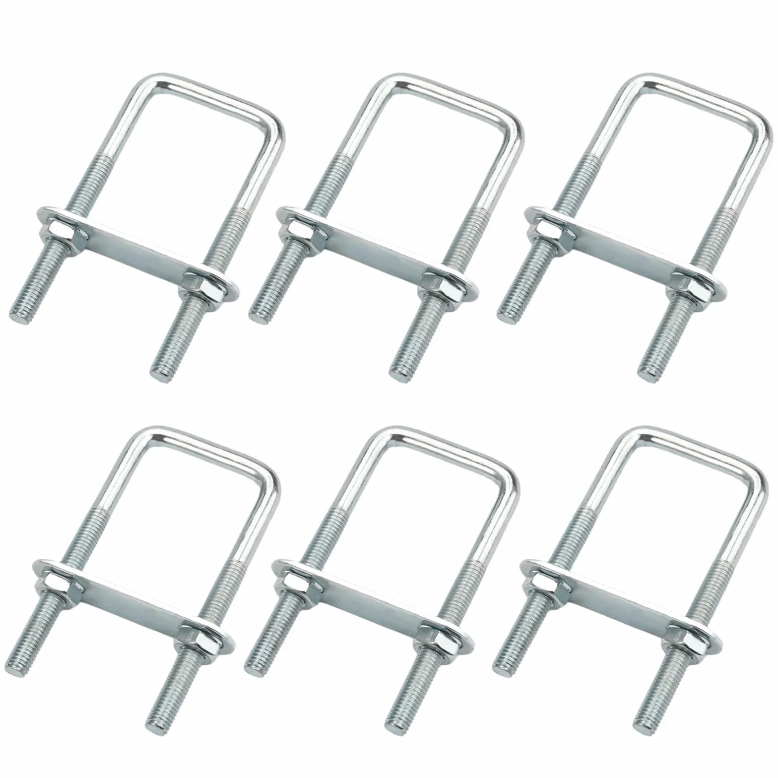 Bulloni a U Quadrato M8 40 x 100 mm Acciaio Inox con Piastra del Telaio e Rondelle, 6 Pezzi