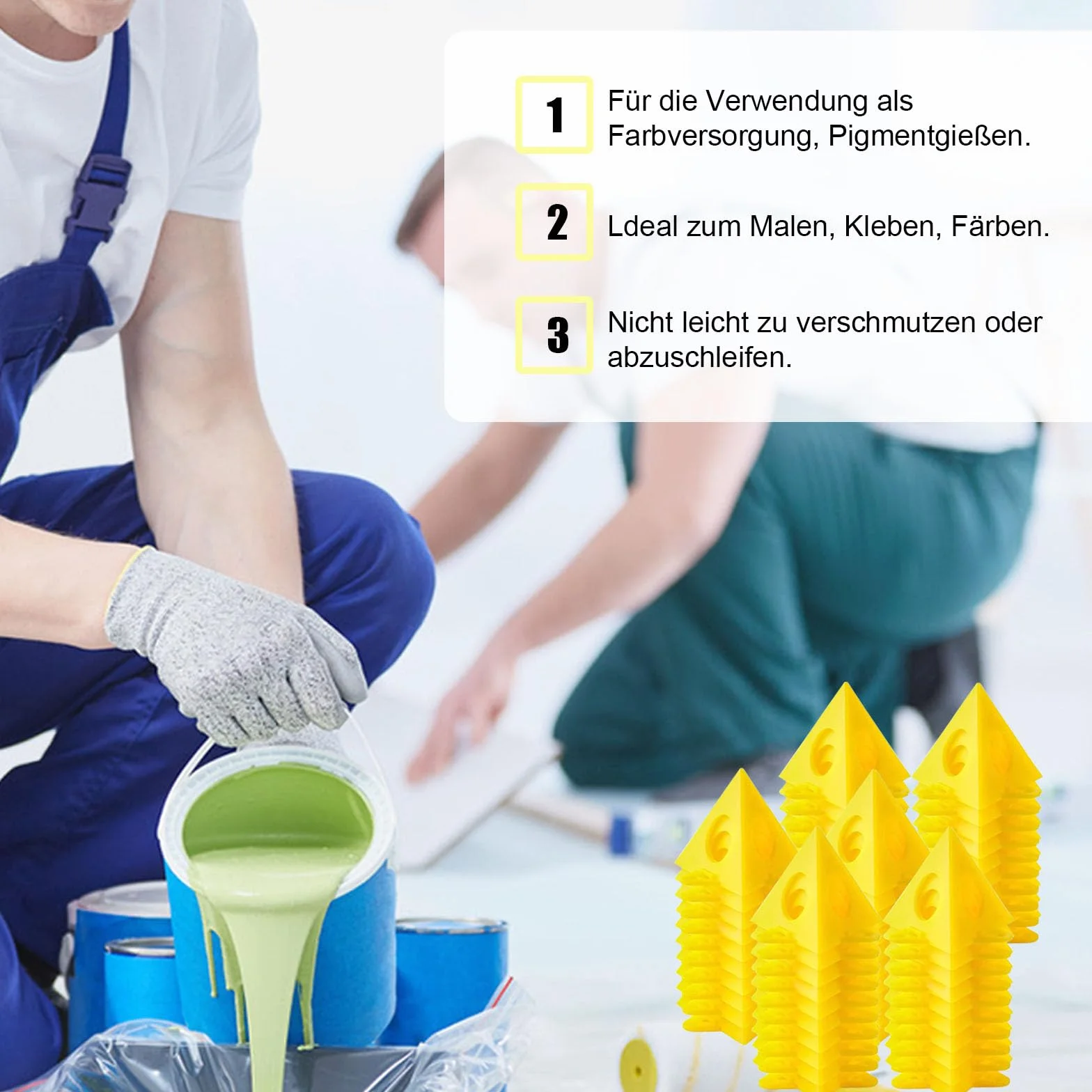 Supporti a Piramide 60 pezzi Pittura Piramidi Verniciatura Plastica Supporto per Progetti Dipinto Mobili Giallo