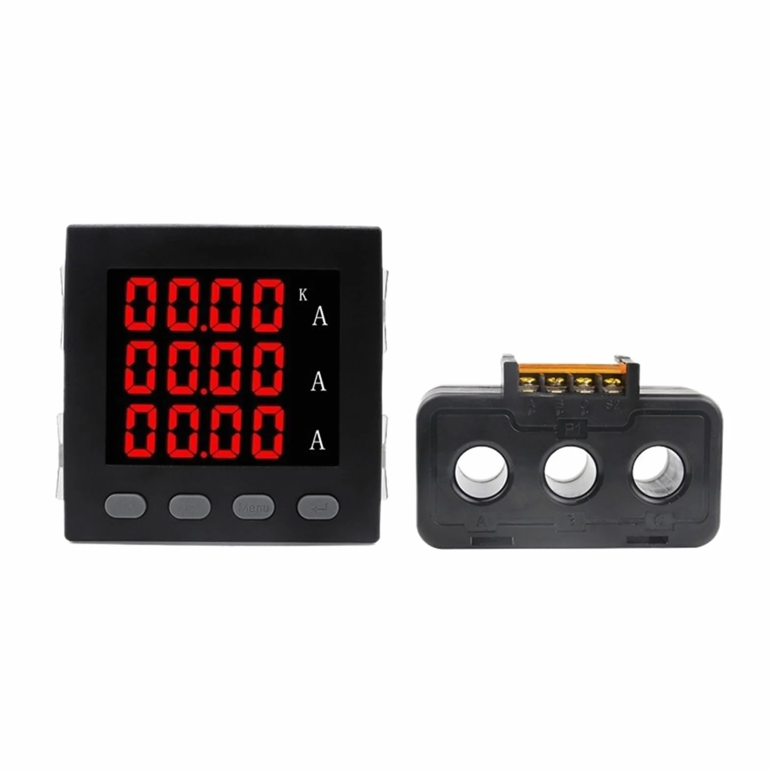 Amperometro LED trifase 96 x 96 mm display digitale con trasformatore di corrente
