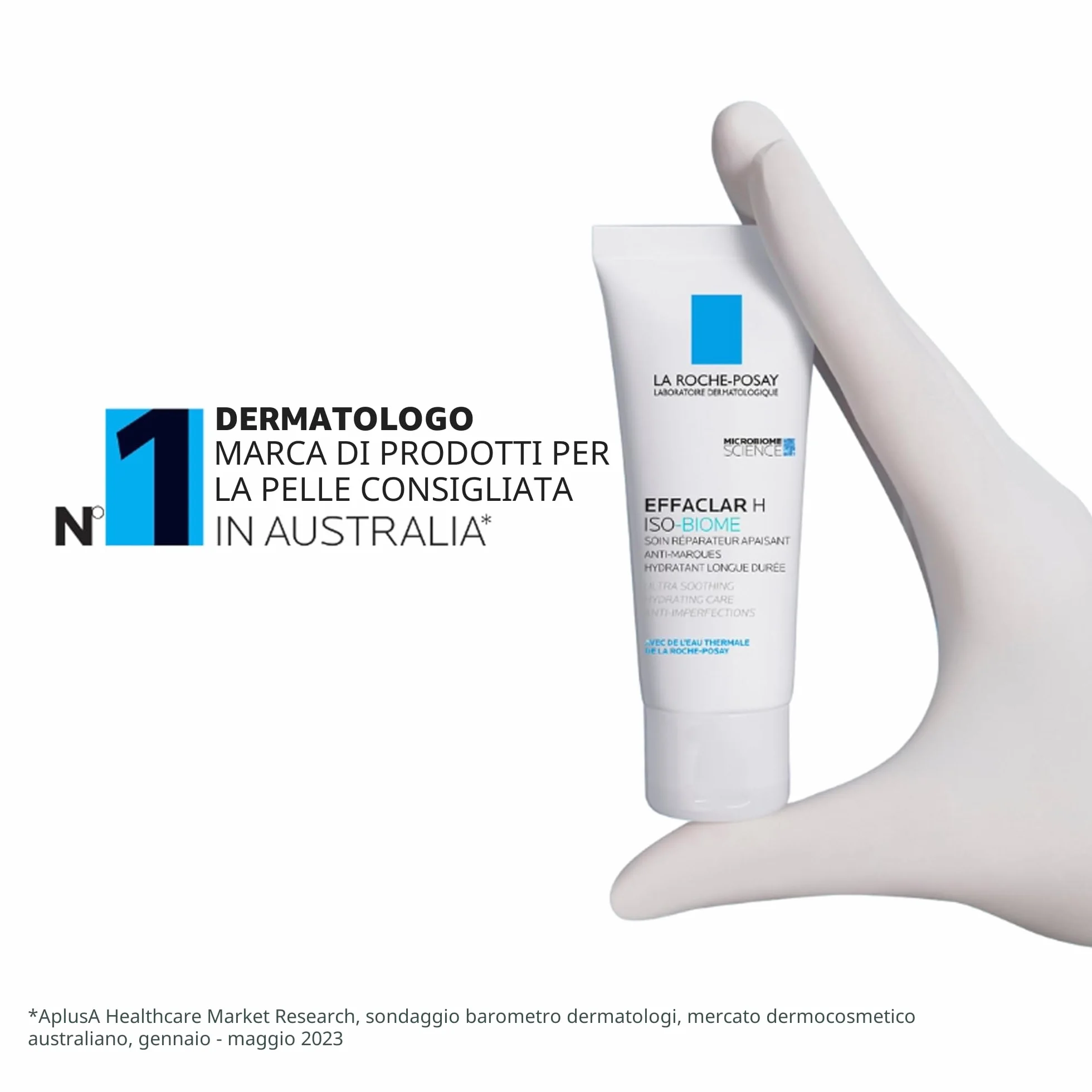 La Roche Posay Effaclar H Iso-Biome, Trattamento Idratante Ultra-Lenitivo, Per Pelli Grasse, Azione Fortificante, Riduce le Imperfezioni, Con Niacinamide, Estratto di Orellana e Acqua Termale, 40 ml