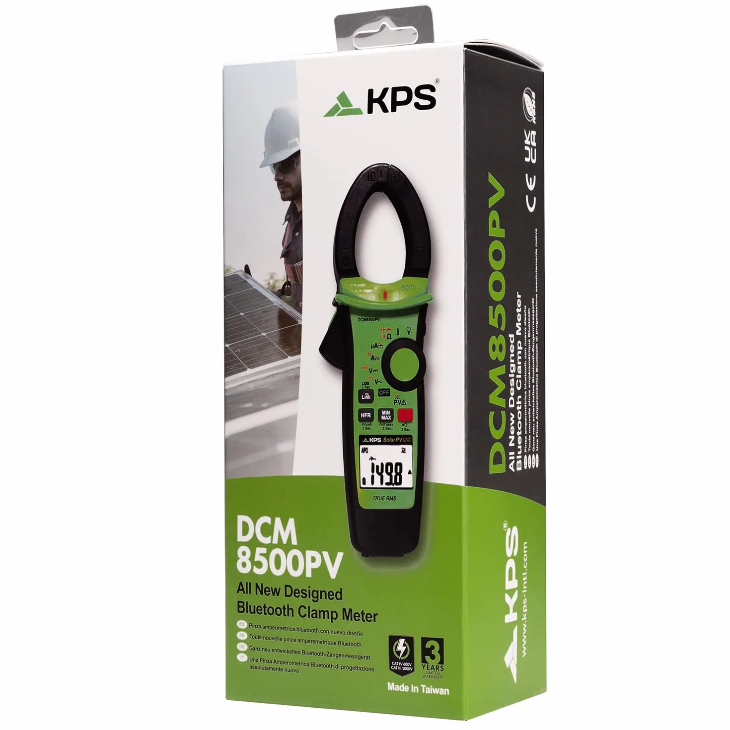Pinza Amperometrica TRMS con Bluetooth KPS-DCM8500PV 1500VAC 2000VDC 600A 4000µA DC Solari