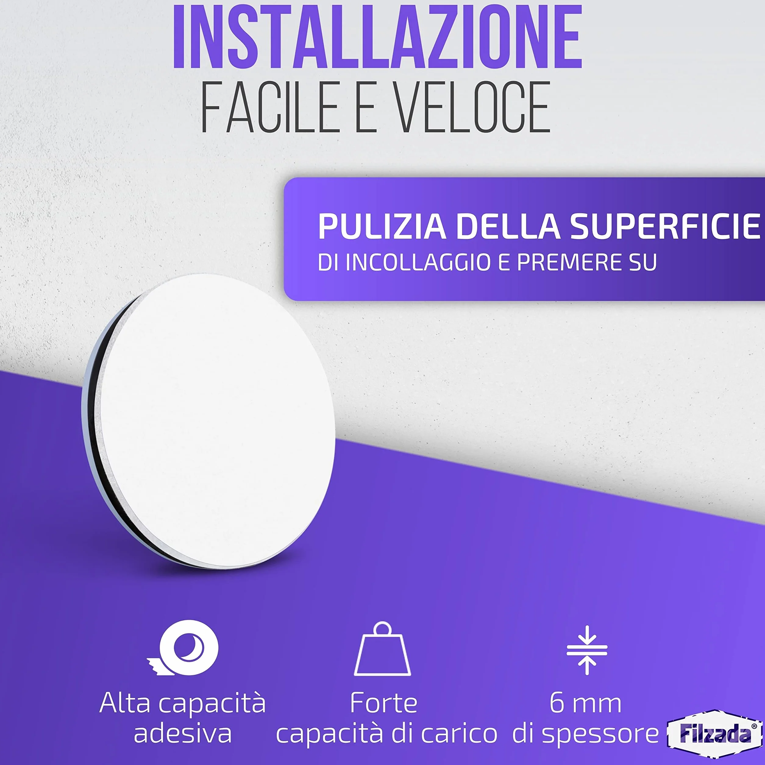 Piedini per mobili autoadesivo in Teflon Ø 30 mm rotondo - Scivoli per tappeti PTFE Filzada