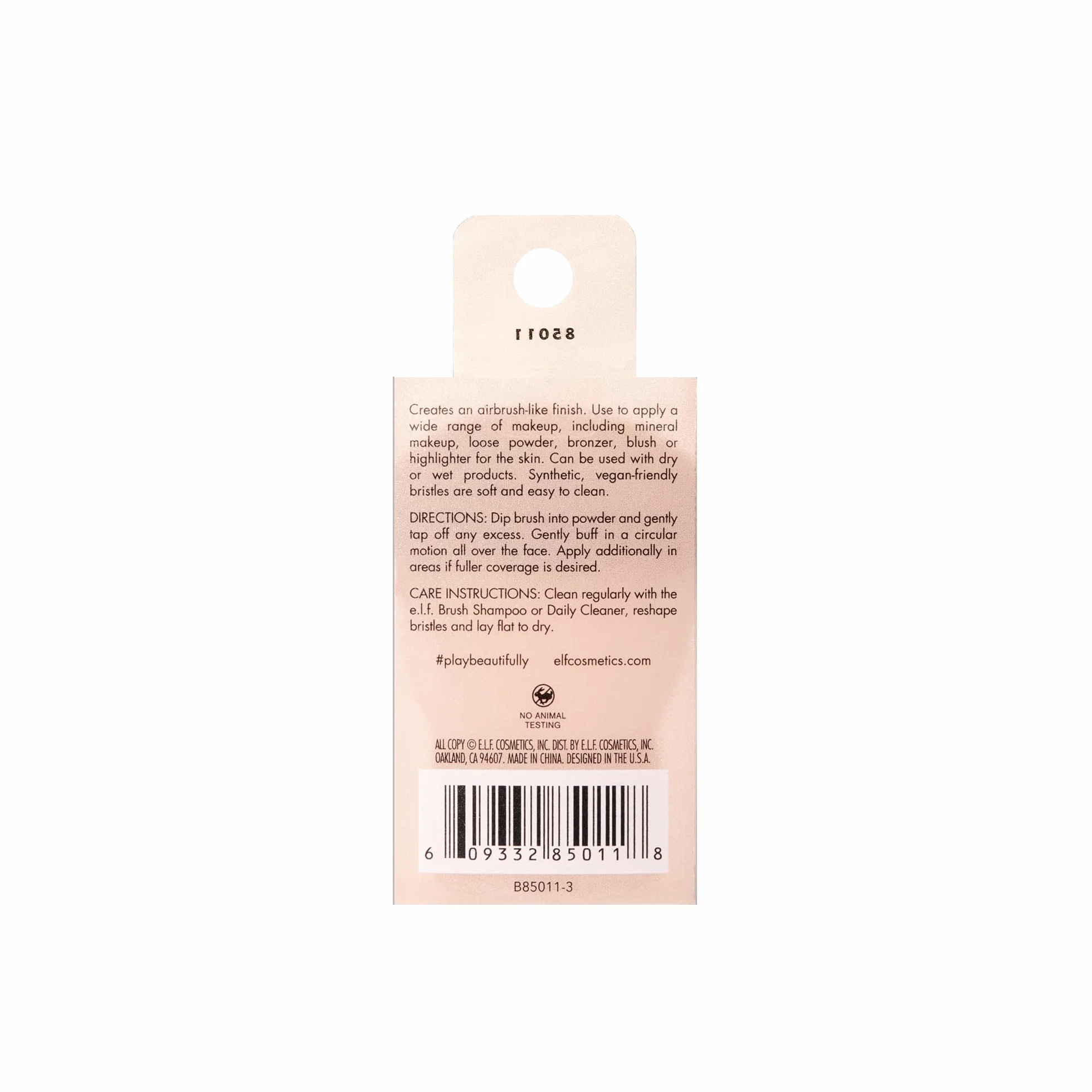 e.l.f. Kabuki Face Brush, setole sintetiche, versatile, compatto, per bronzer, polvere o highlighter, morbido, assorbente, per formule liquide o in polvere, compatto, formato viaggio, 18 g (0,64 oz)