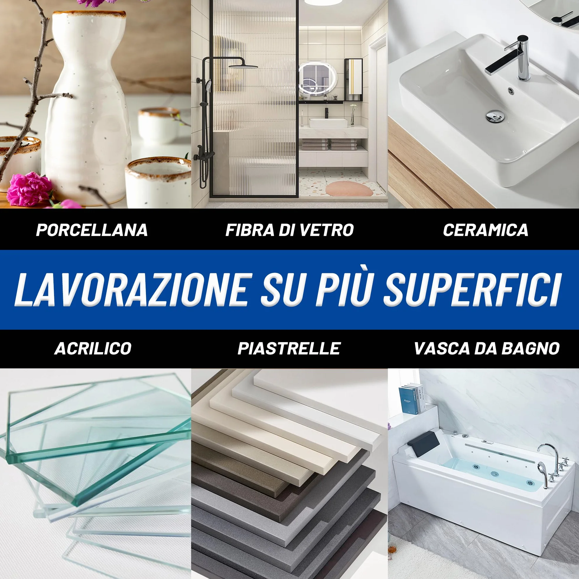 Kit Riparazione Vasca da Bagno Piastrelle Ceramica Acrilico - Multicolore