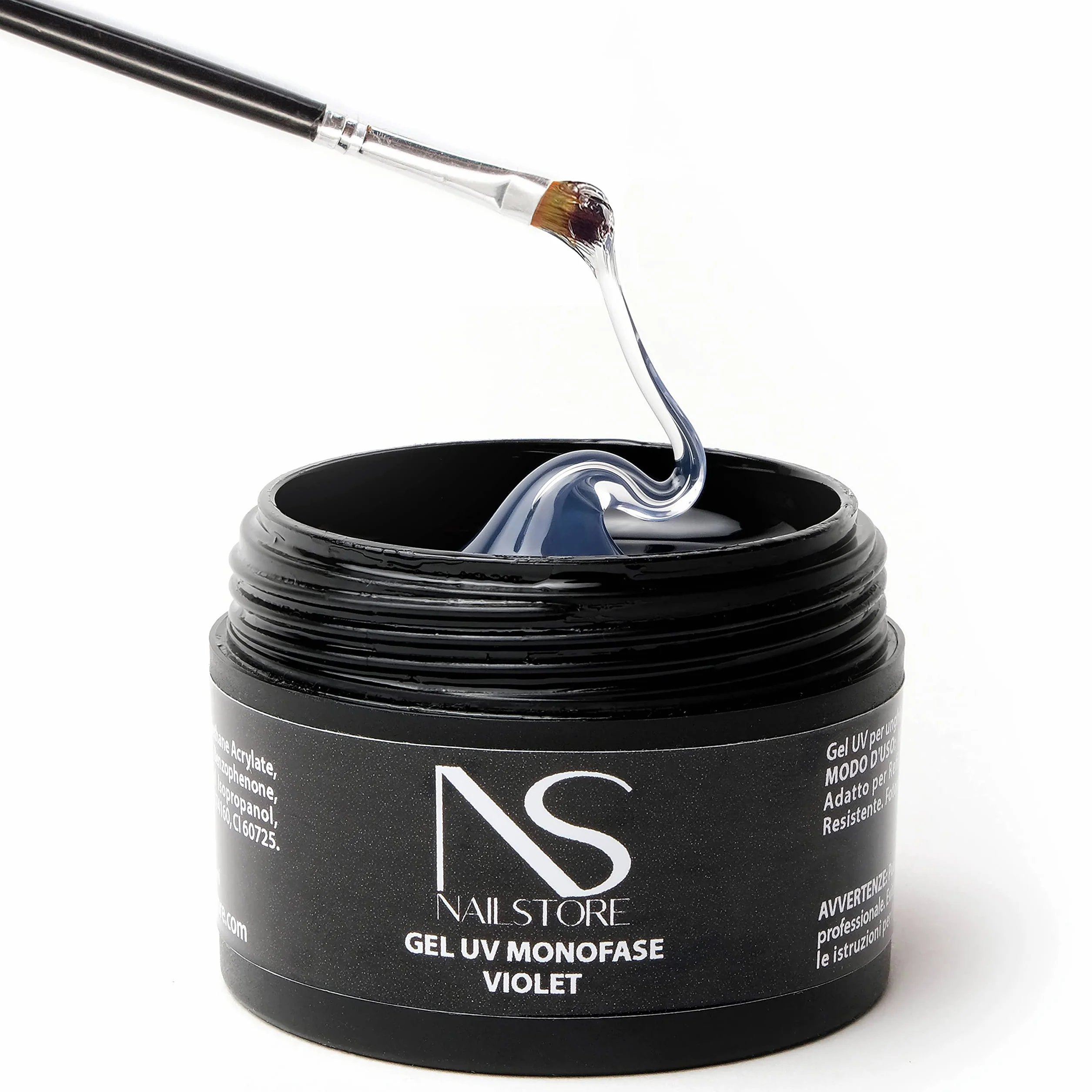 NAILSTORE - Gel UV Led Costruttore Monofasico Clear Violet Trasparente – evita l’ingiallimento unghie - media densità – autolivellante – adatto per ricostruzione unghie con cartine e per refill (30g)